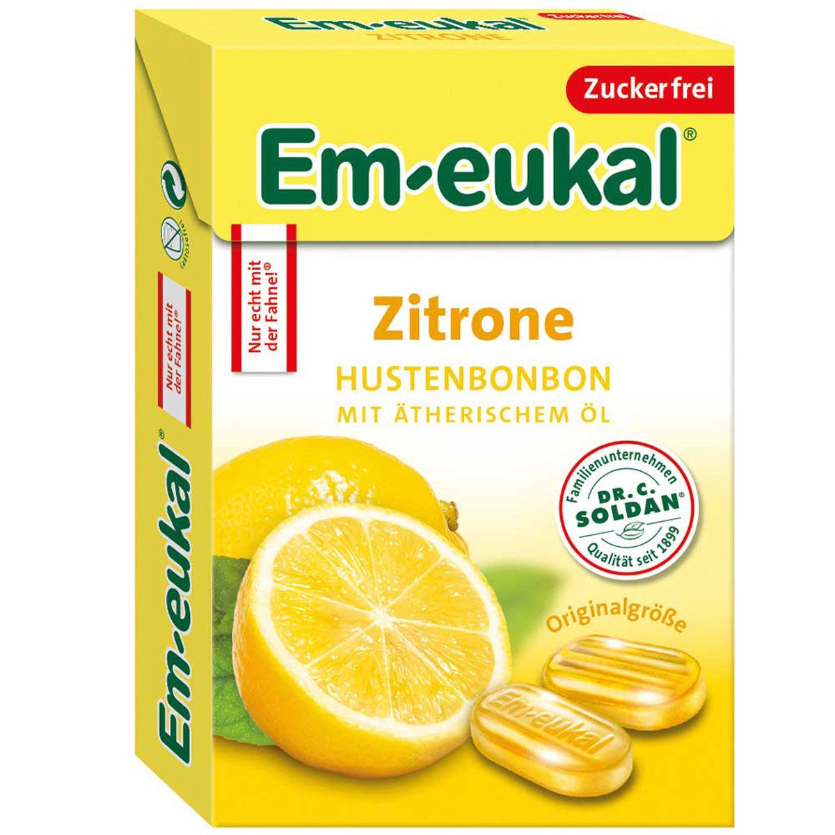 Em-eukal Süßigkeit, Em eukal Box Zitrone Hustenbonbon Ätherische Öle zuckerfrei 50g