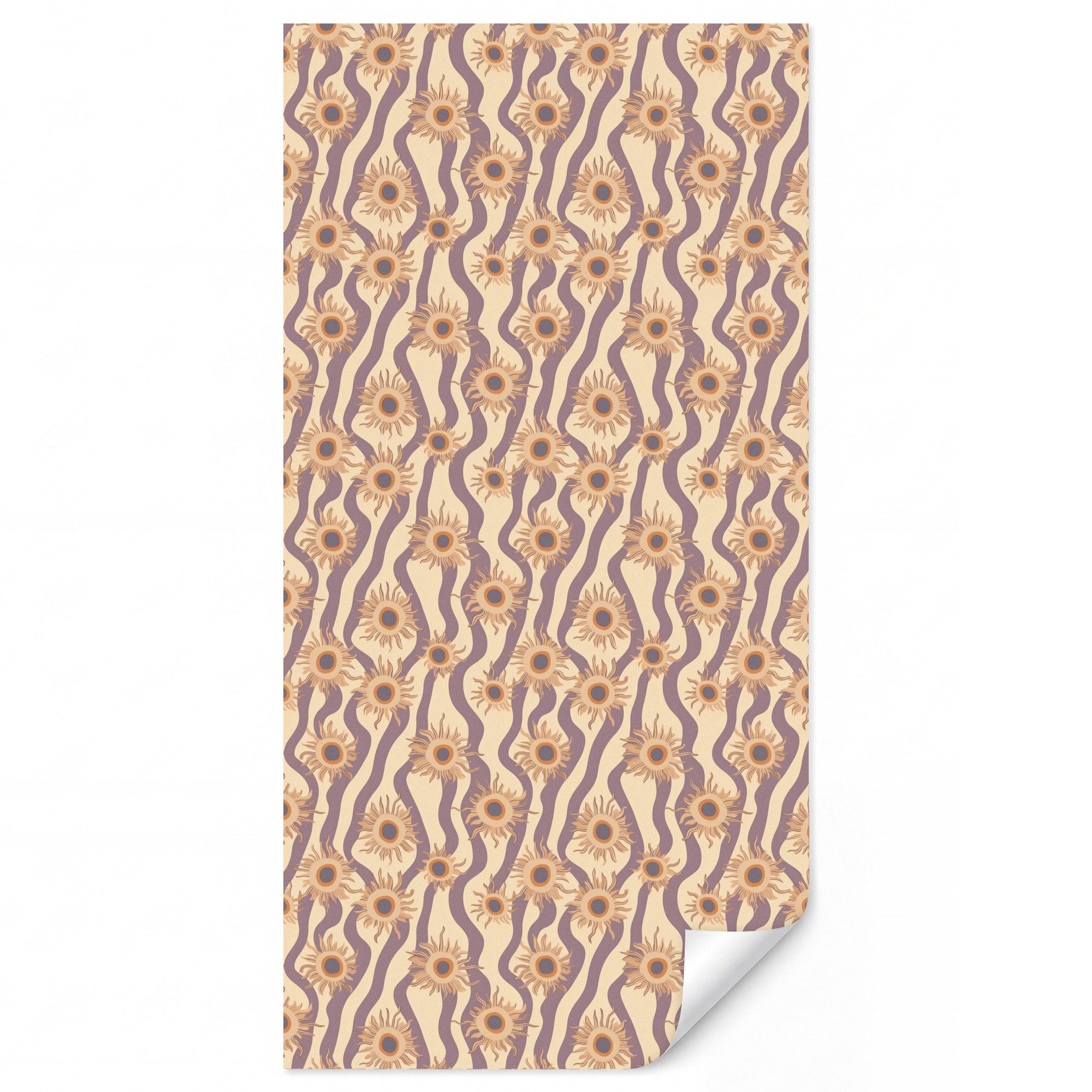 OnlyWow Fototapete Bohemian - Vibe - Lavendel lila, Matt, bedruckt, Wandtapete, Wohnzimmer, Schlafzimmer, Modern 120x240cm