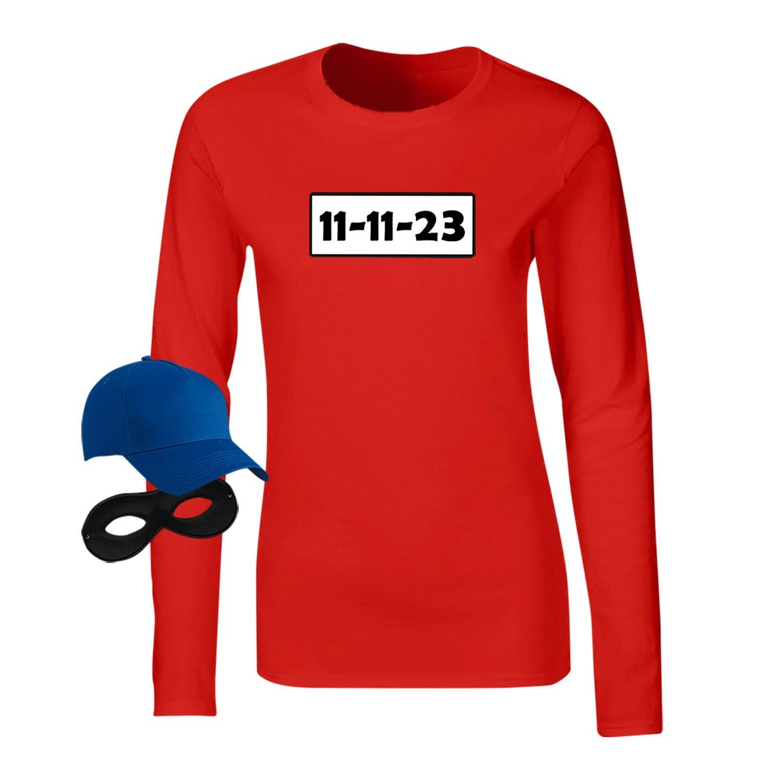 Jimmys Textilfactory Kostüm Panzerknacker Longsleeve Kostüm-Set Karneval Verkleidung XS - 2XL, Shirt+Cap+Maske