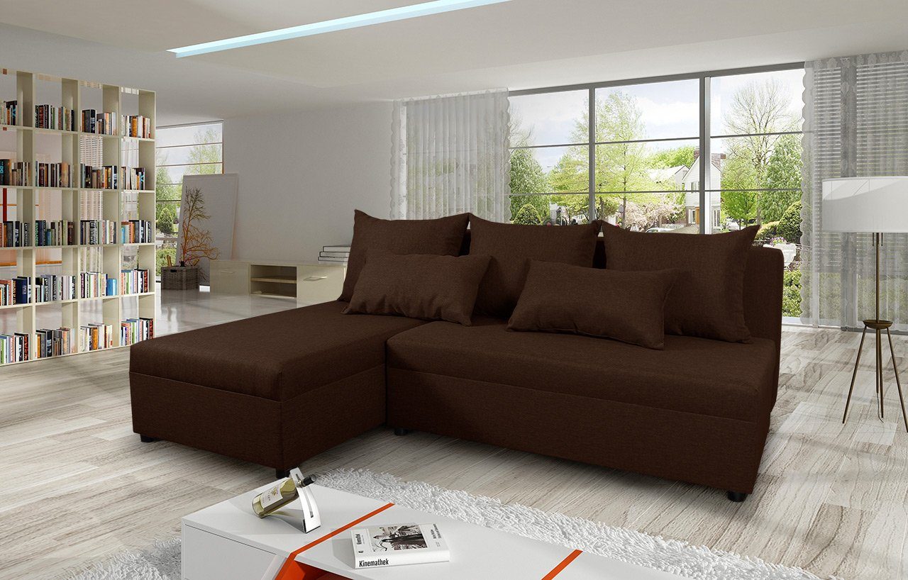 Sofnet Ecksofa Sawana Couch, L-Form mane und mit Universal Schlaffunktion 26 Bettkasten, Pono, Schlafsofa