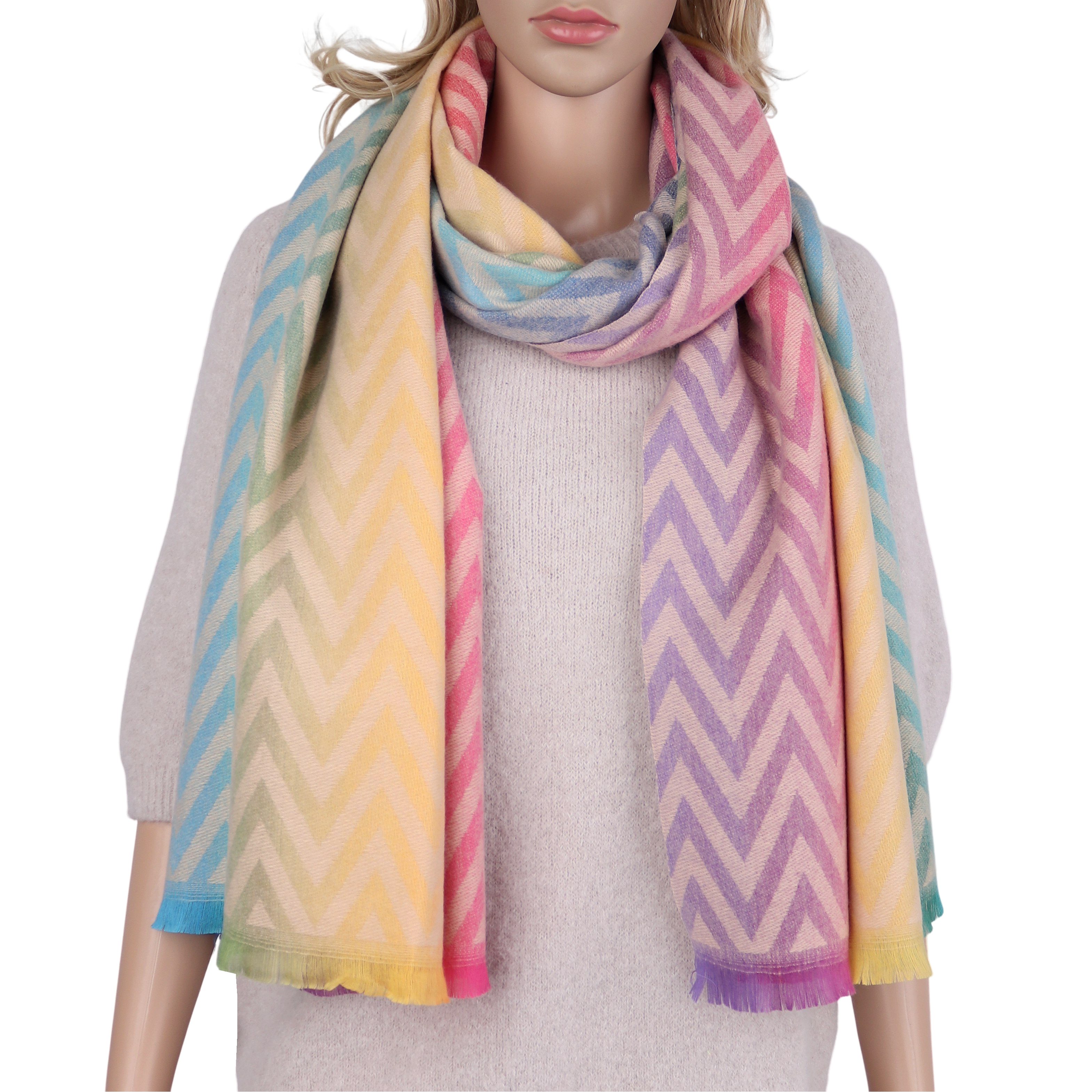 MIRROSI Modeschal weicher und warmer Schal Wellen Muster, 65x185cm, (Wellen Muster ; ca. 260 Gramm; Neue Kollektion Herbst/Winter 2025), Damen Halstuch ideal für Herbst und Winter