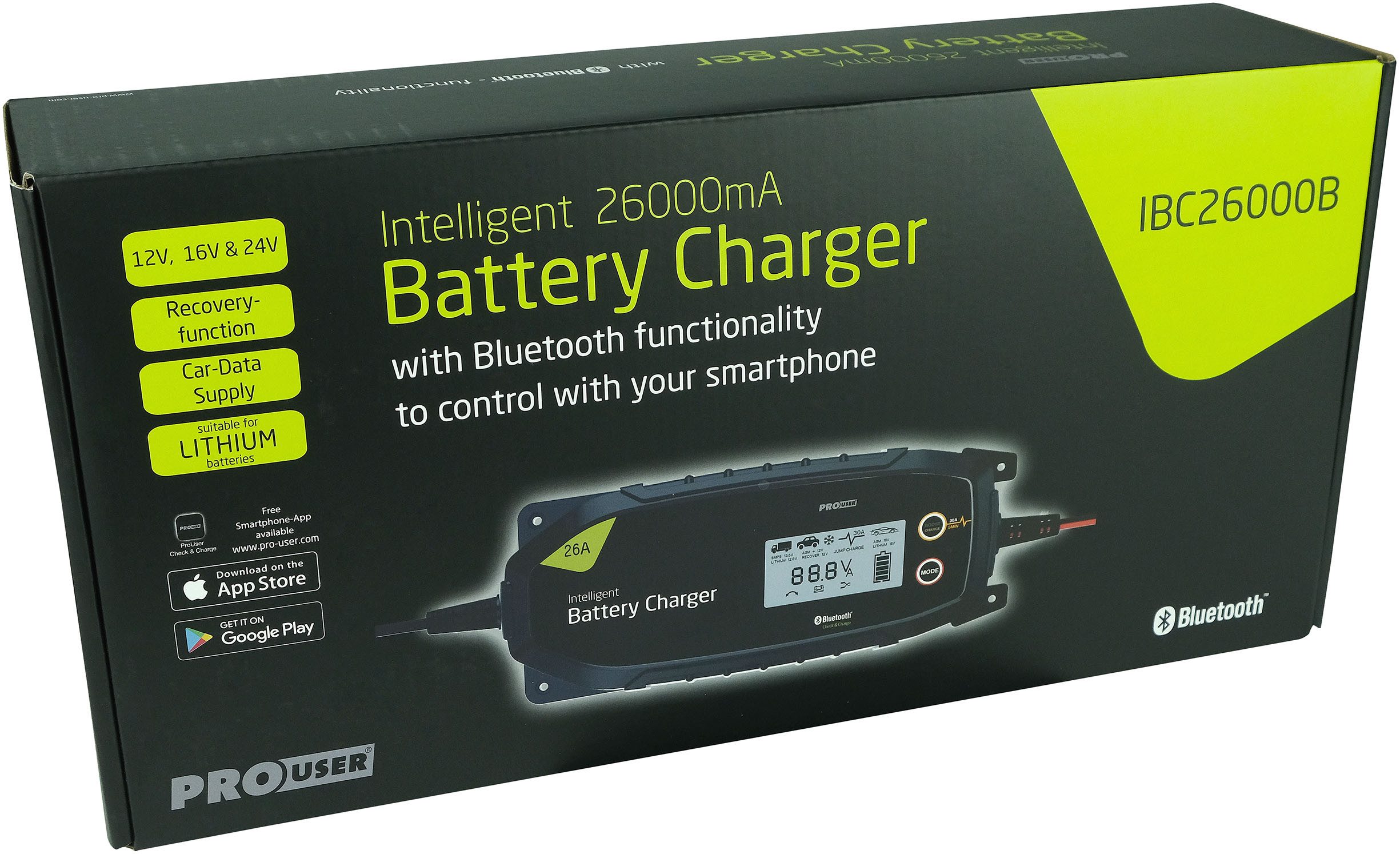 PROUSER Mikroprozessor Ladegerät 26A IBC26000B Autobatterie-Ladegerät (26000 mA)