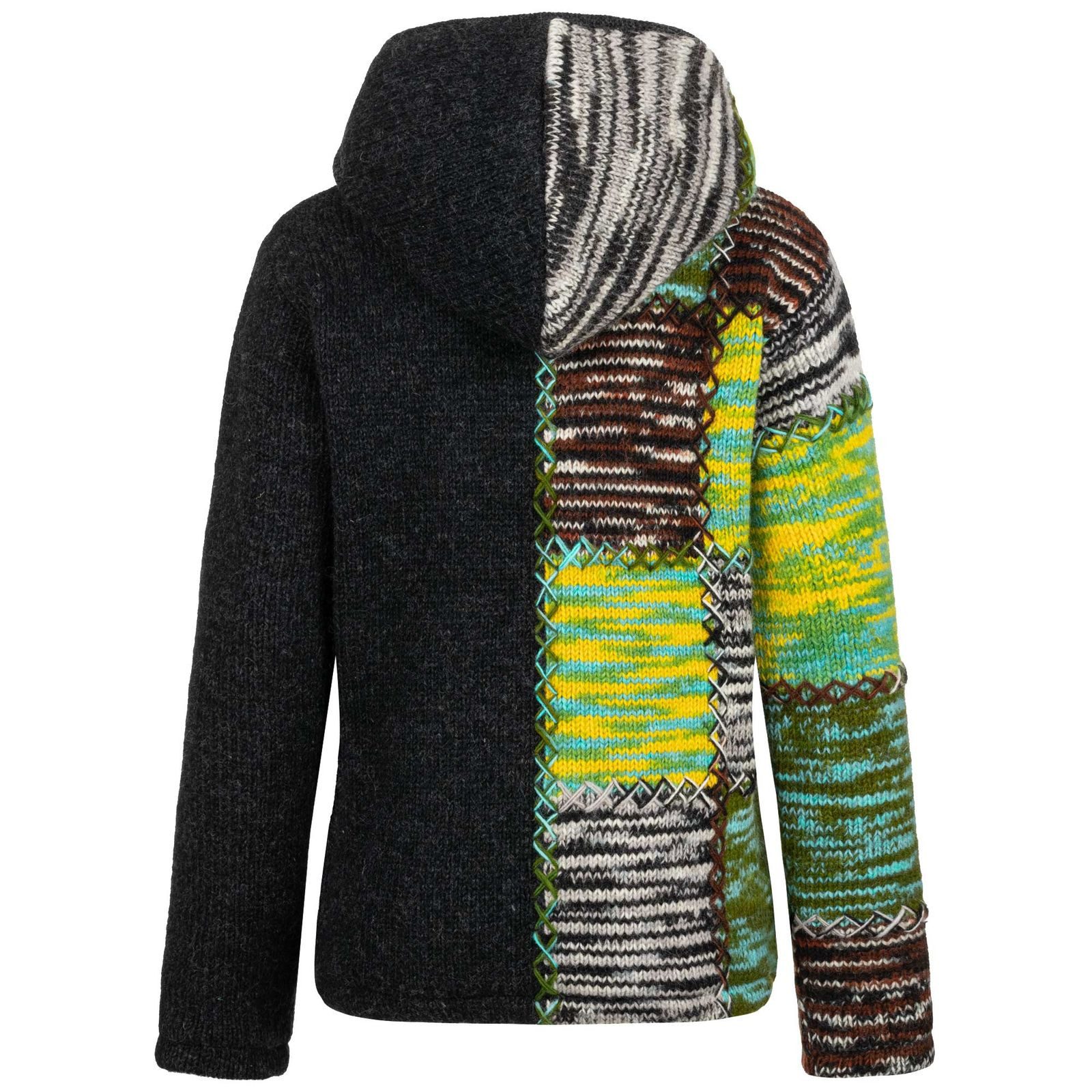 KUNST UND MAGIE Strickjacke Unisex Strickjacke Wolle Winterjacke Wolljacke Cardigan Kapuze Goa