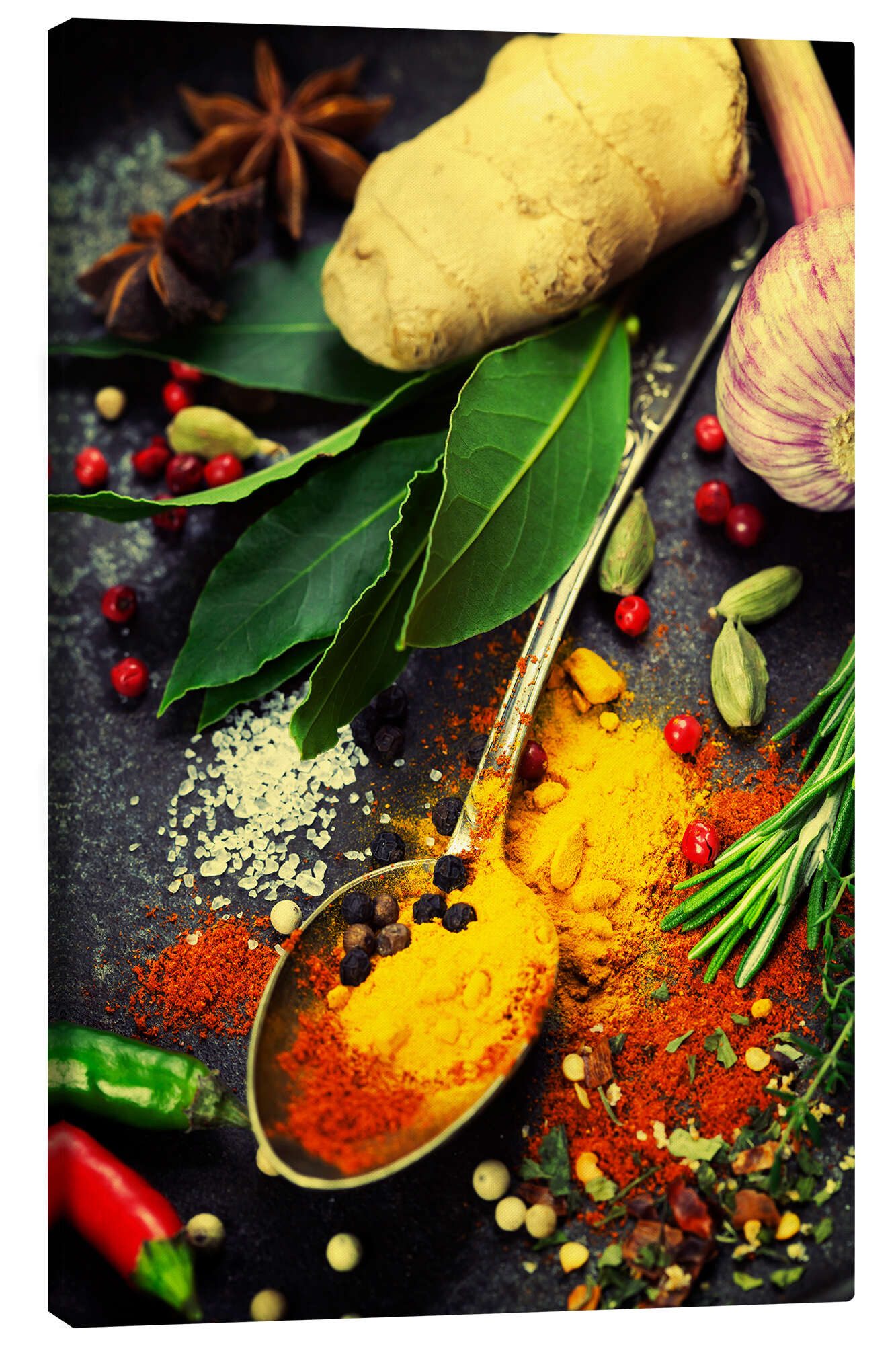 Posterlounge Wandbild Bunte Gewürze, Food Photography Collection, erhältlich als Poster, Leinwandbild, Wandsticker oder Acrylglasbild