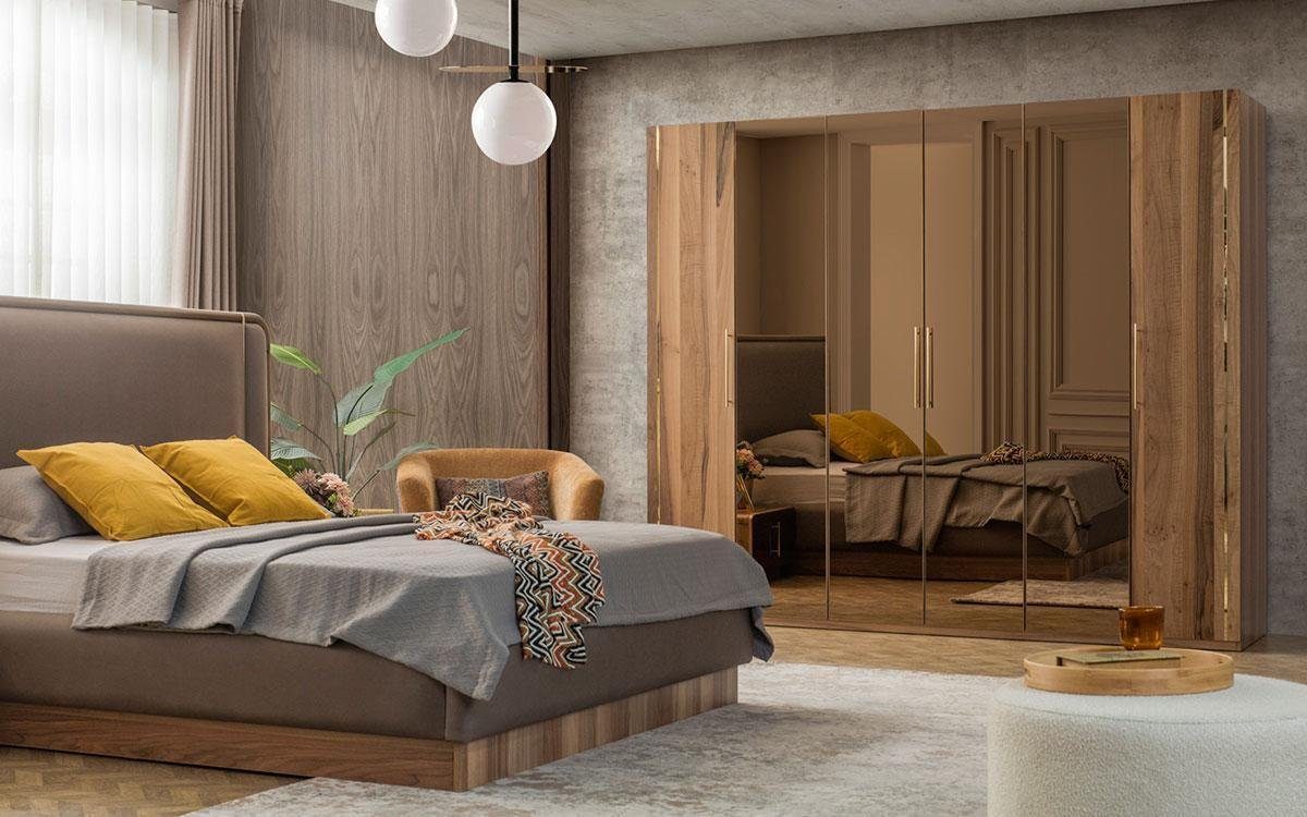 JVmoebel Schlafzimmer-Set Luxus Schlafzimmer Komplettes, Holz + 2x Nachttische+Schrank Europe Made In Set Bett