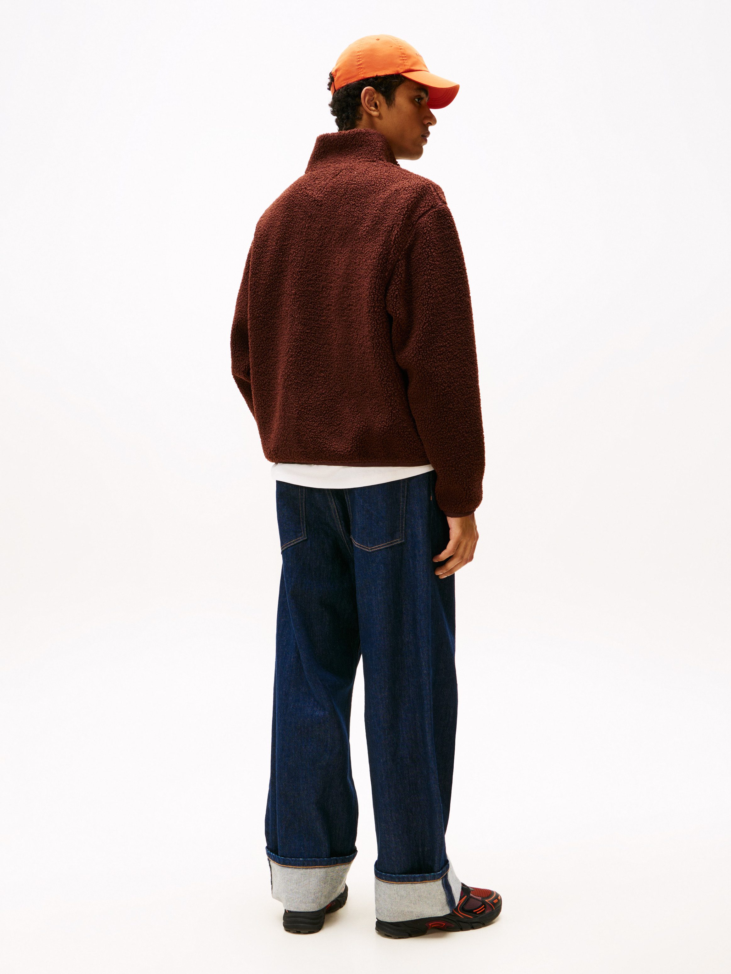 Tommy Jeans Sweatjacke BADGE TEDDY Relaxed fit, Teddy-Fleece, Stehkragen