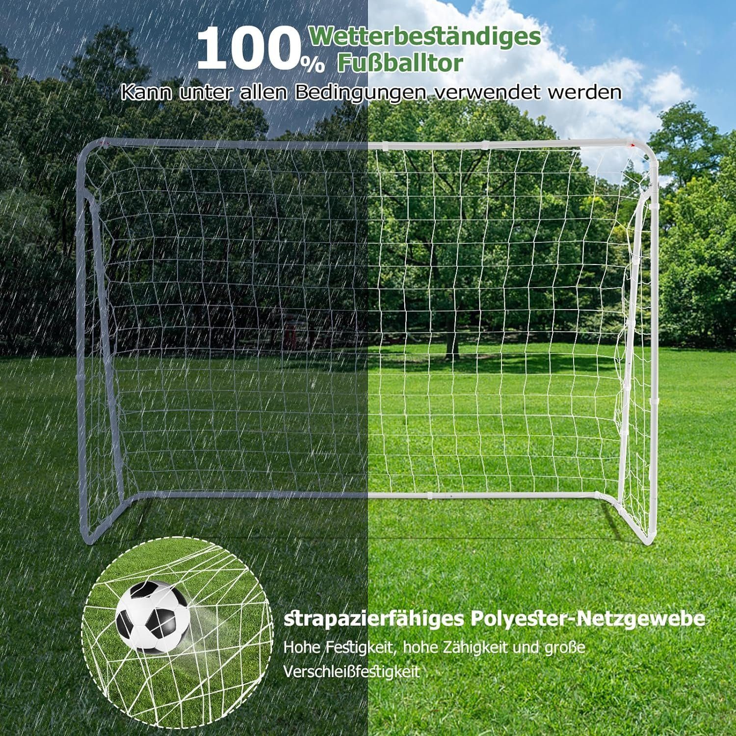Fußballtor Netz, outdoor, mit 215×76×152cm KOMFOTTEU wetterfest, abriebfestem