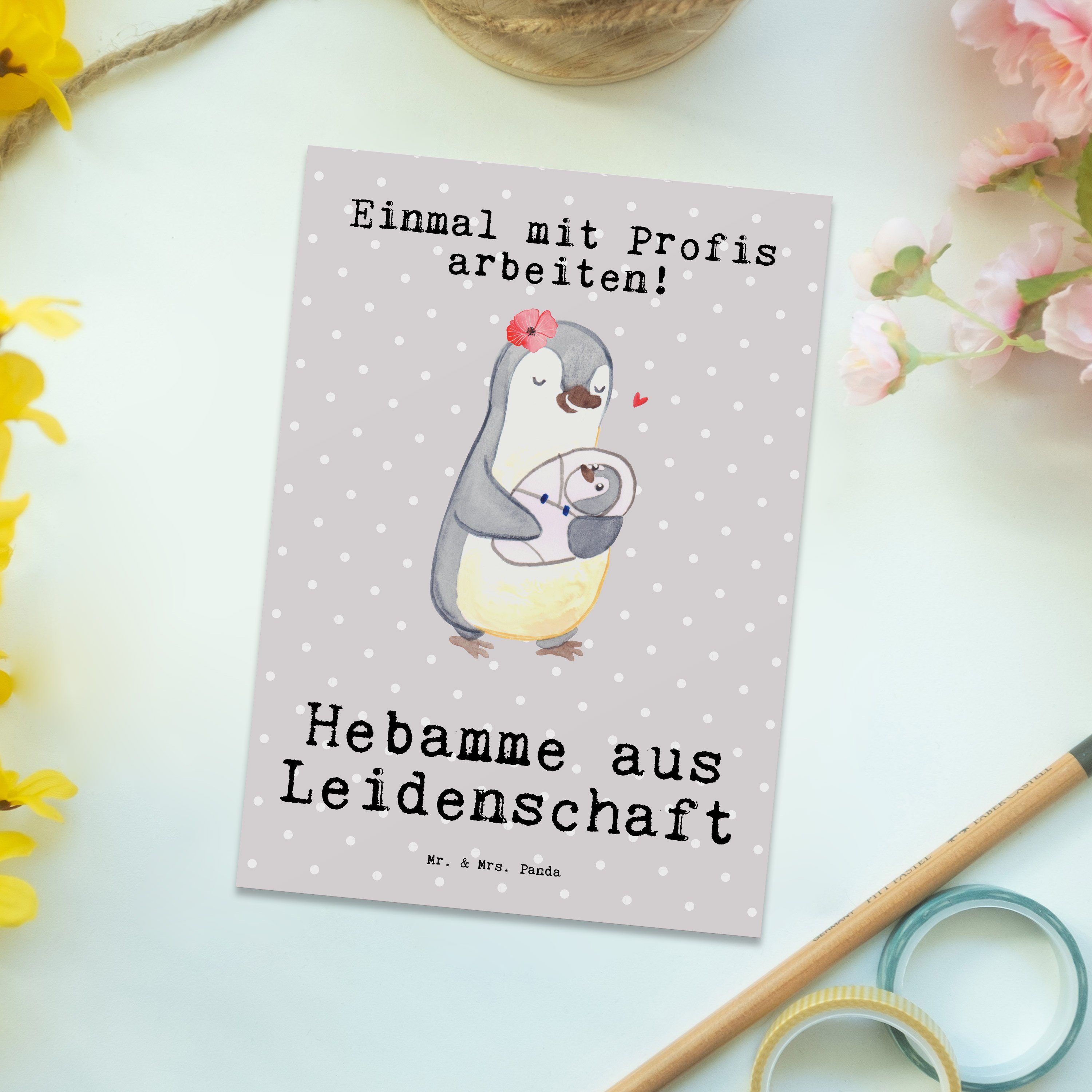 - Leidenschaft Ansich Panda Grußkarte, aus & Grau Postkarte Geschenk, Mrs. Pastell Mr. Hebamme -