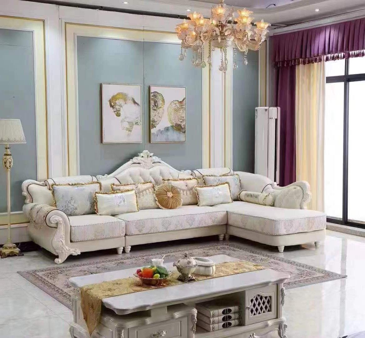 Xlmoebel Ecksofa Klassische Polstercouch im Barockstil aus Textil, 3 Teile, Made in Europa