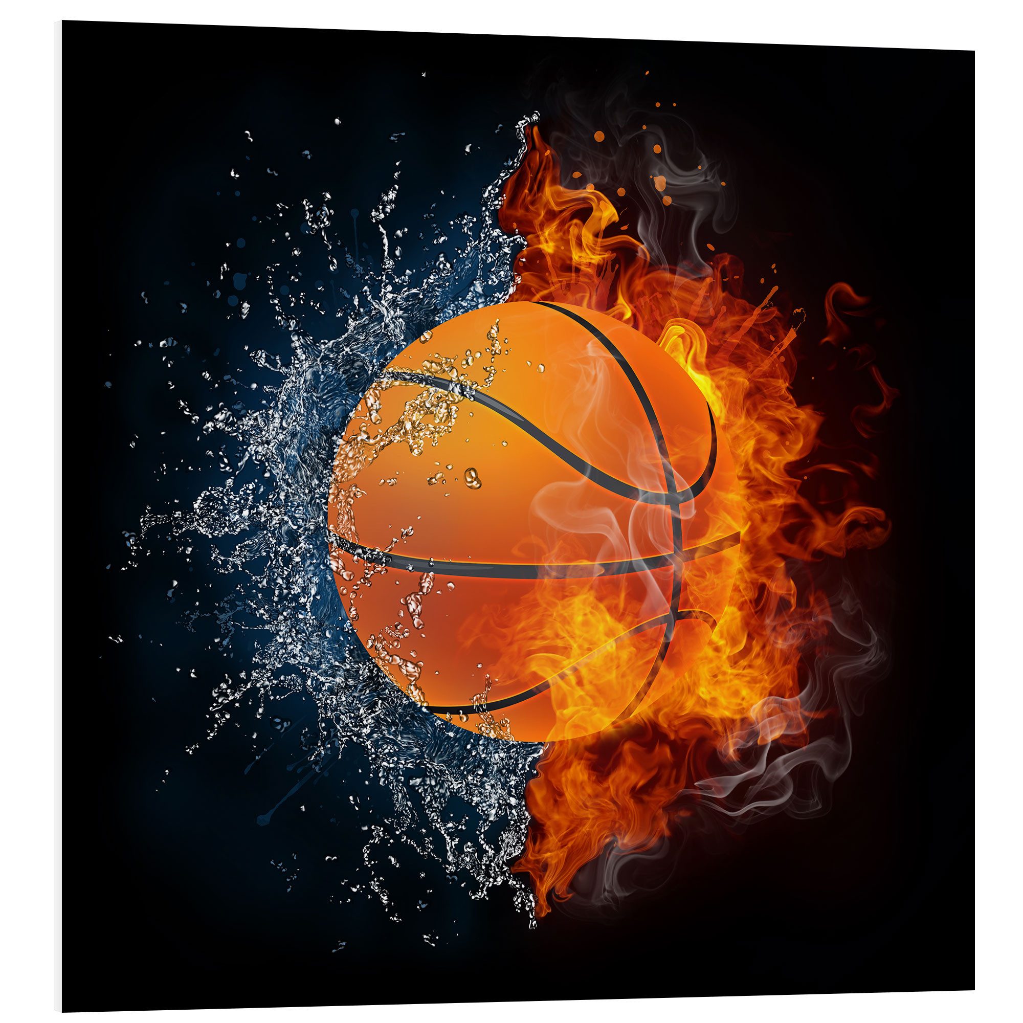 Posterlounge Forex-Bild Editors Choice, Der Basketball im Kampf der Elemente, Digitale Kunst