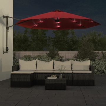 vidaXL Balkonsichtschutz Wand-Sonnenschirm mit LEDs Knallrot 290 cm