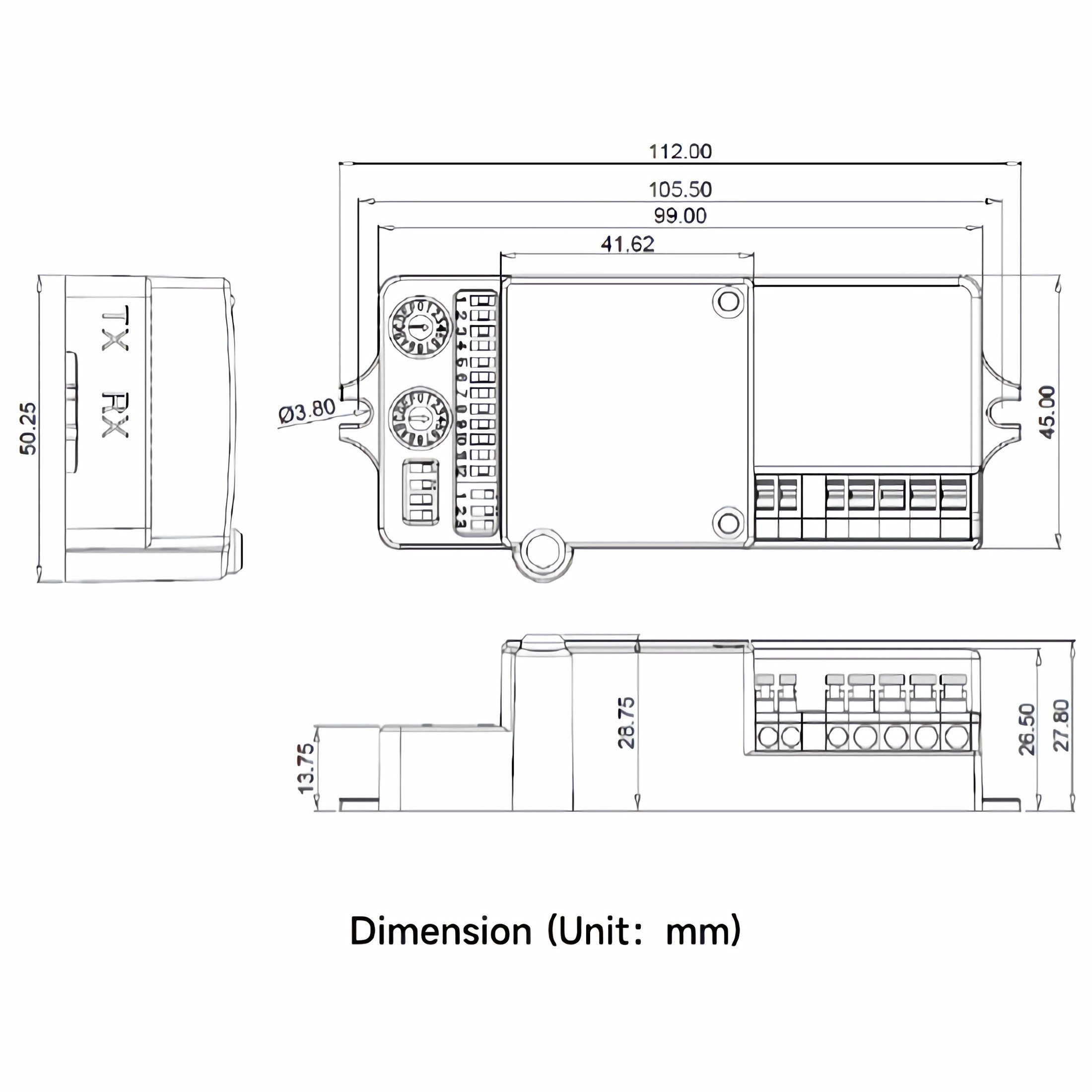 Merrytek Bewegungsmelder MC053VRF Mikrowelle Bewegungsmelder mit RF-Funknetzwerk, Dimmfunktion, (Einzelset, 1-St., 1x Mikrowellen-Bewegungssensor MC053V RF), 868MHz RF Clusterfunktion, 1-10V & Push-Dimmung, 50m RF