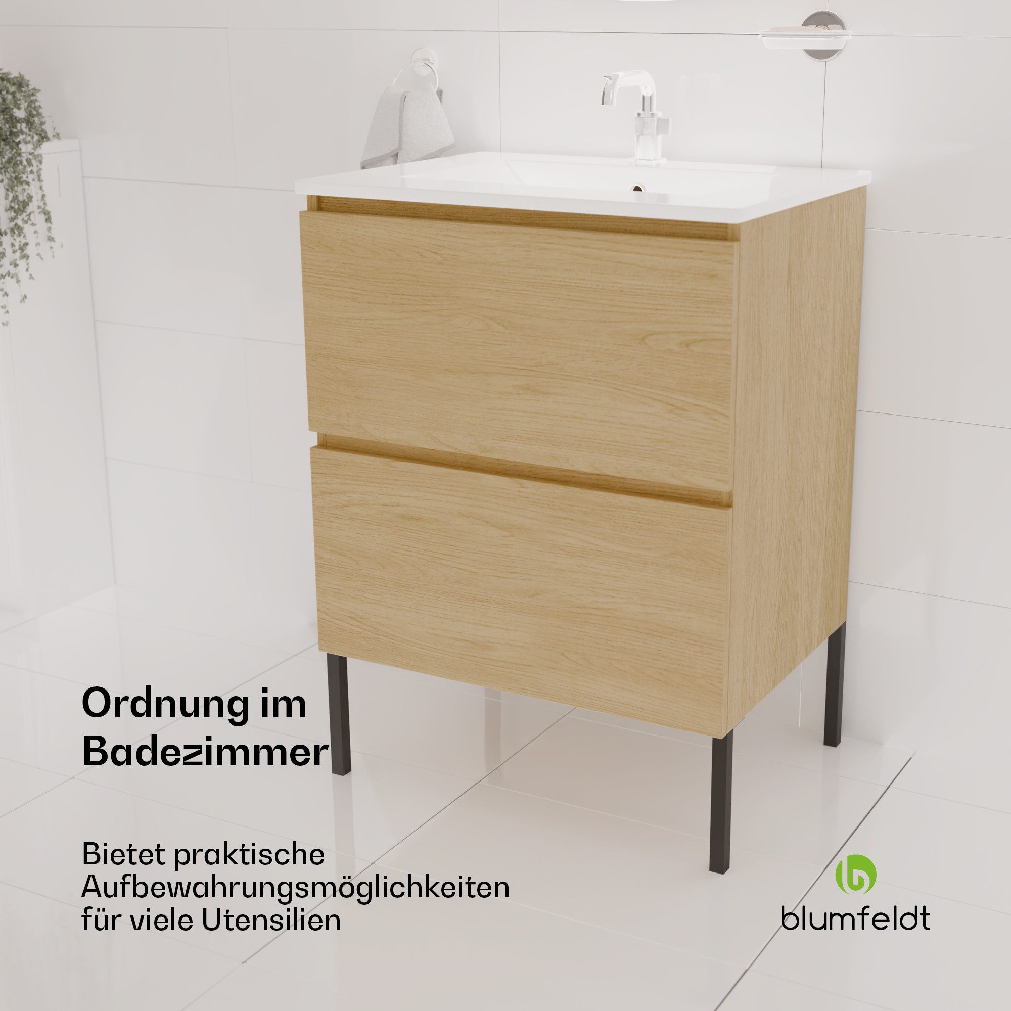 blumfeldt Waschtisch Johnstone Waschtisch Badezimmerschrank Badschrank, günstig online kaufen