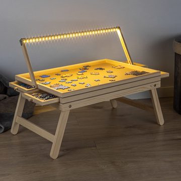 Haushalt International Puzzle - Brett Puzzletisch Puzzlebrett Tisch mit LED-Beleuchtung, Puzzleteile, für 500 Puzzleteile mit 4 ausziehbaren Sortierflächen