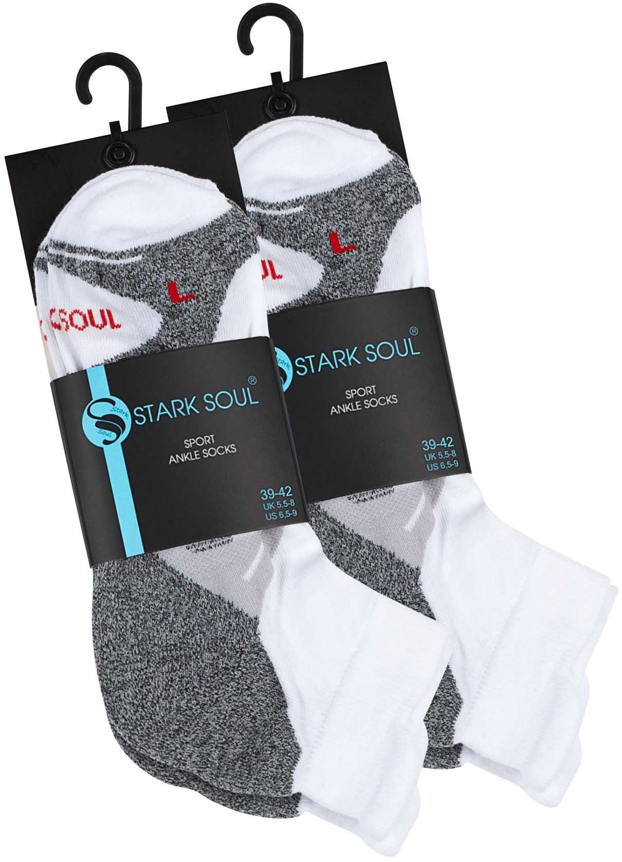 Soul® - 2 Socken kurz Sport Paar Funktionssocken Weiß Sportsocken Stark
