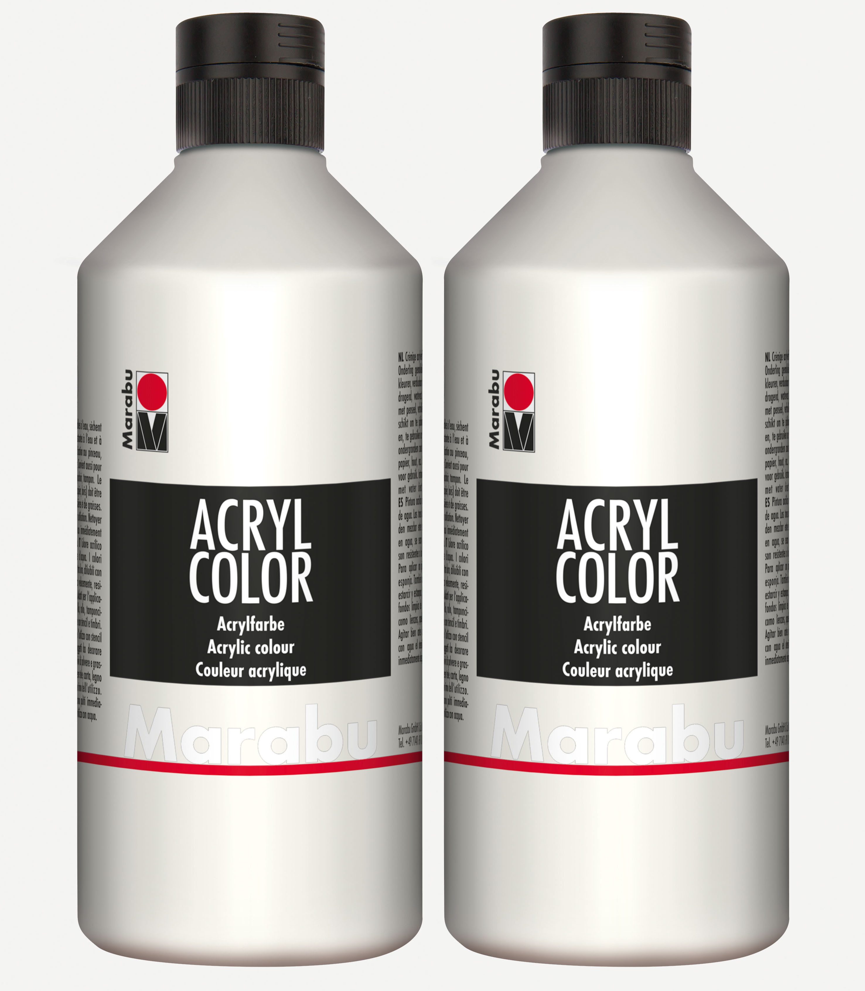 Marabu Acrylfarbe 2x Marabu Acrylfarbe Acryl Color je 500ml Flasche, weiß 070