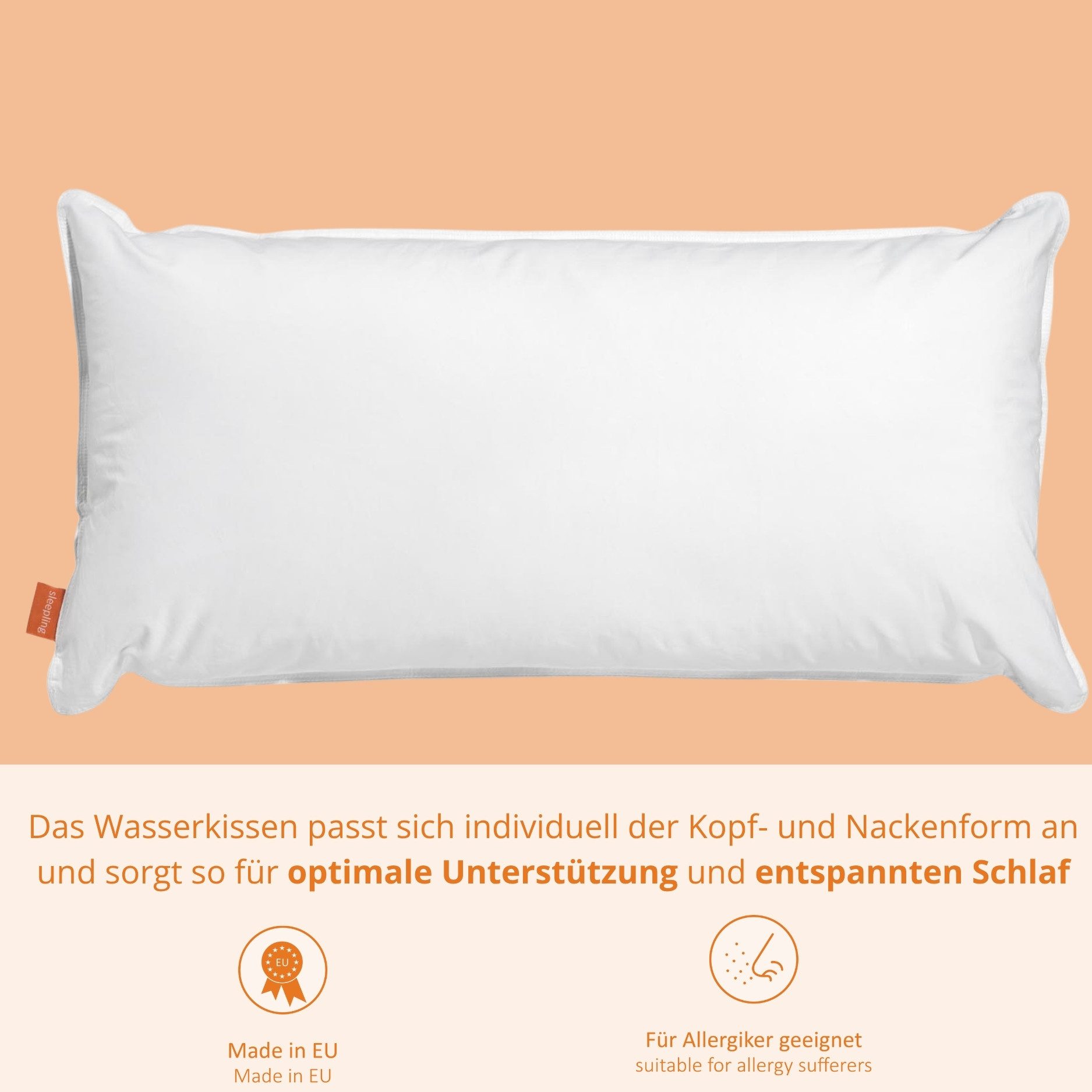 sleepling Wasserkissen orthopädisches Kopfkissen, 2-tlg., 40x80 cm oder 50x70 cm, einzeln oder als 2er Set – Bild 5 von 5