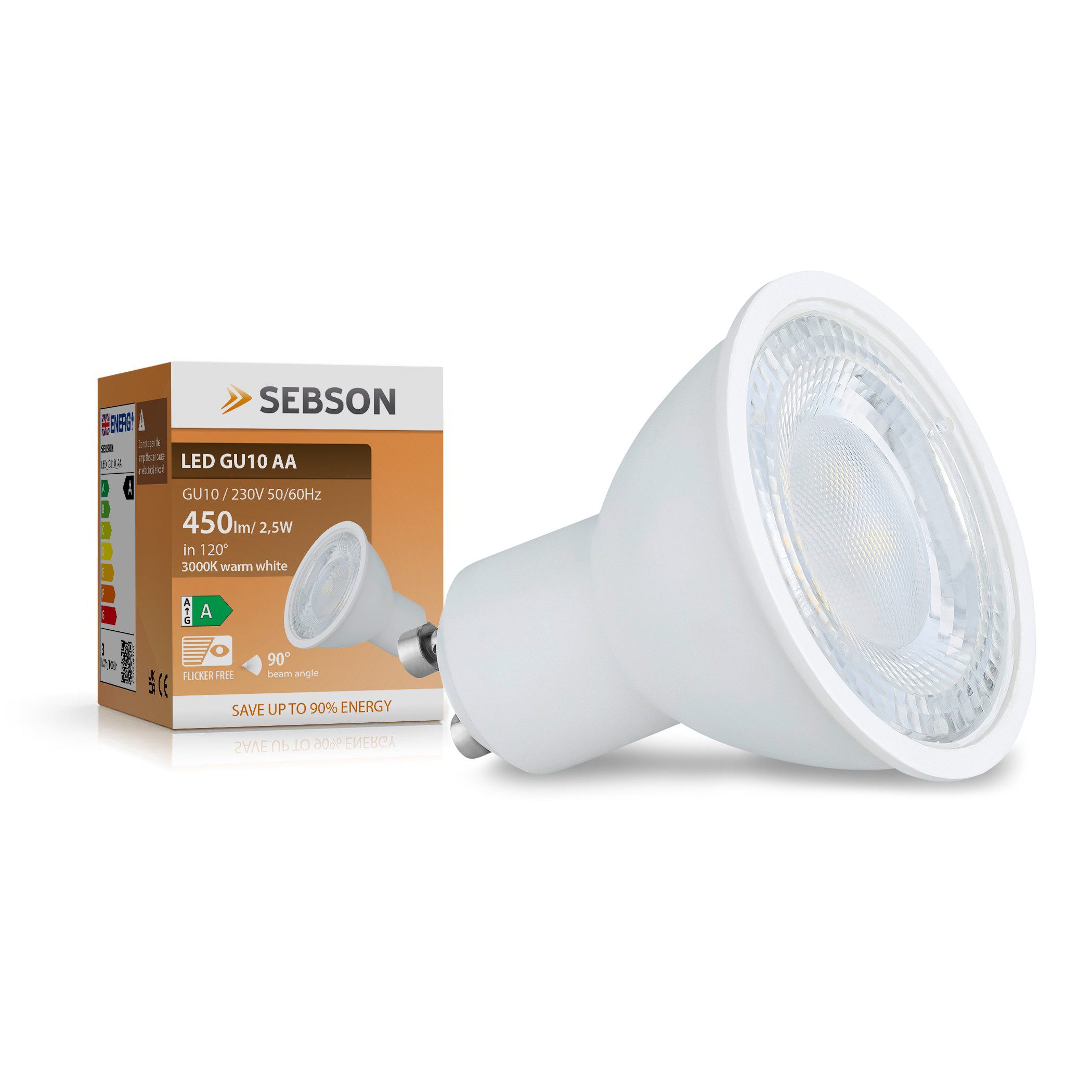 SEBSON LED-Leuchtmittel LED Lampe GU10 Energieeffizienz A, warmweiß 2,5W 45 günstig online kaufen