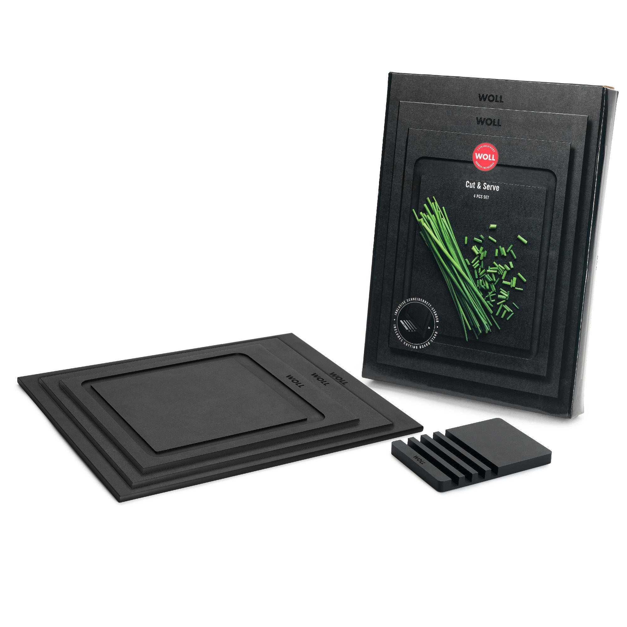 WOLL Schneidebrett Cut & Serve, Holzpapierfaser, (Set, 4-St), aus Papierverbundstoff
