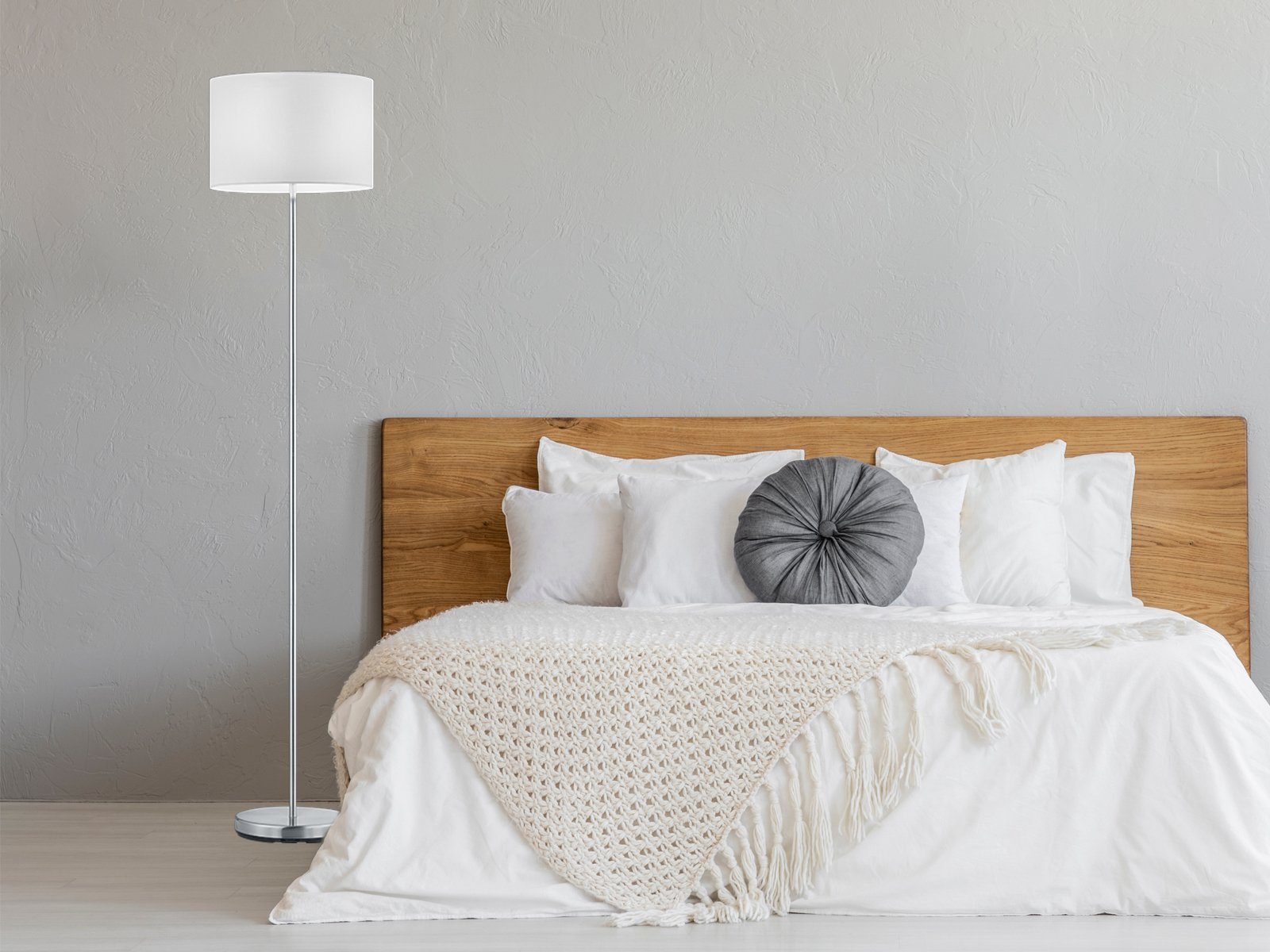 TRIO Leuchten LED Stehlampe mit Stoff Lampenschirm Höhe 160cm, Dimmfunktion, LED wechselbar, Warmweiß, Designklassiker Stehleuchte Wohnzimmerlampe stehend inkl. Leuchtmittel