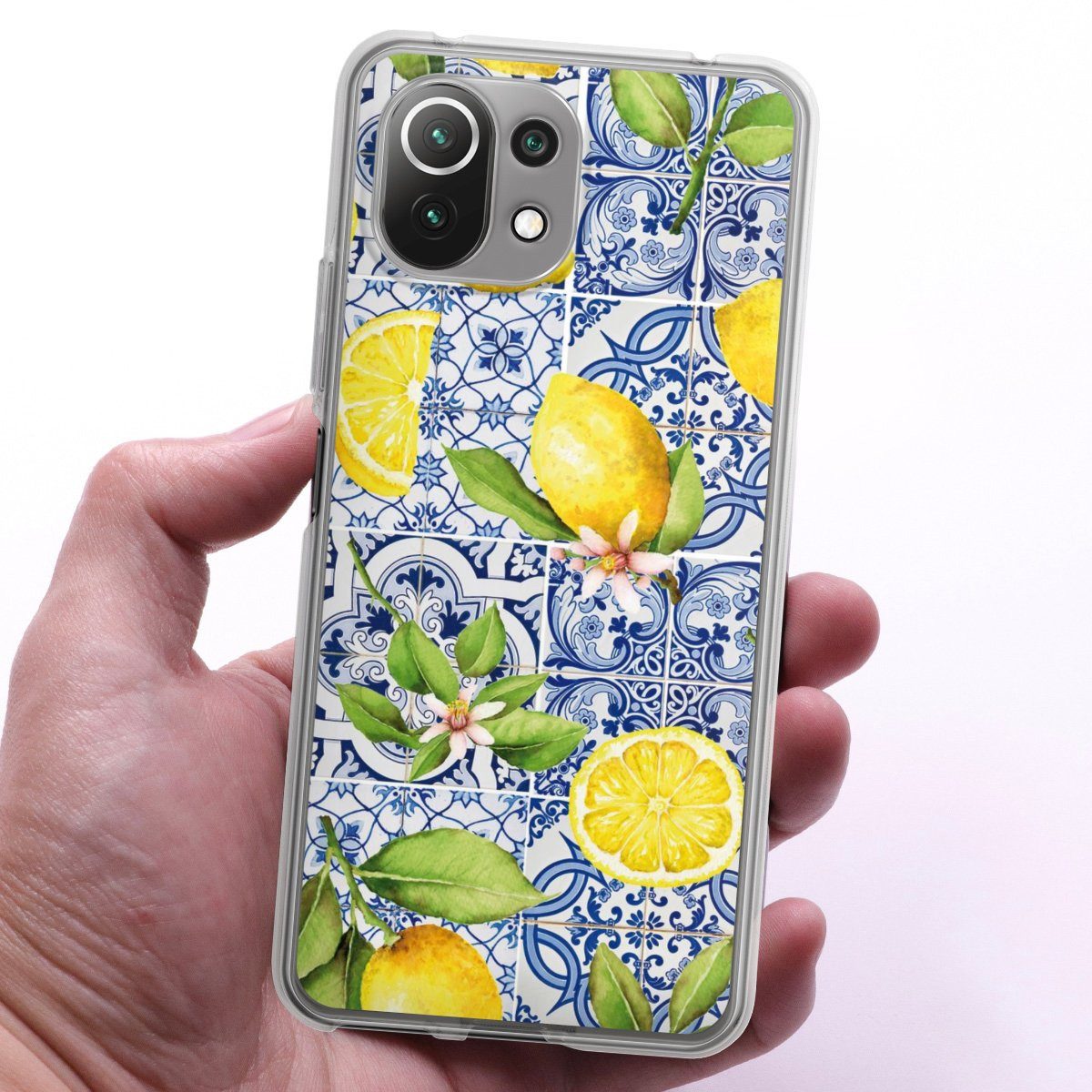 DeinDesign Handyhülle Zitrone Muster Griechenland Griechische Zitronen Muster, Xiaomi Mi 11 Lite 5G Silikon Hülle Bumper Case Handy Schutzhülle
