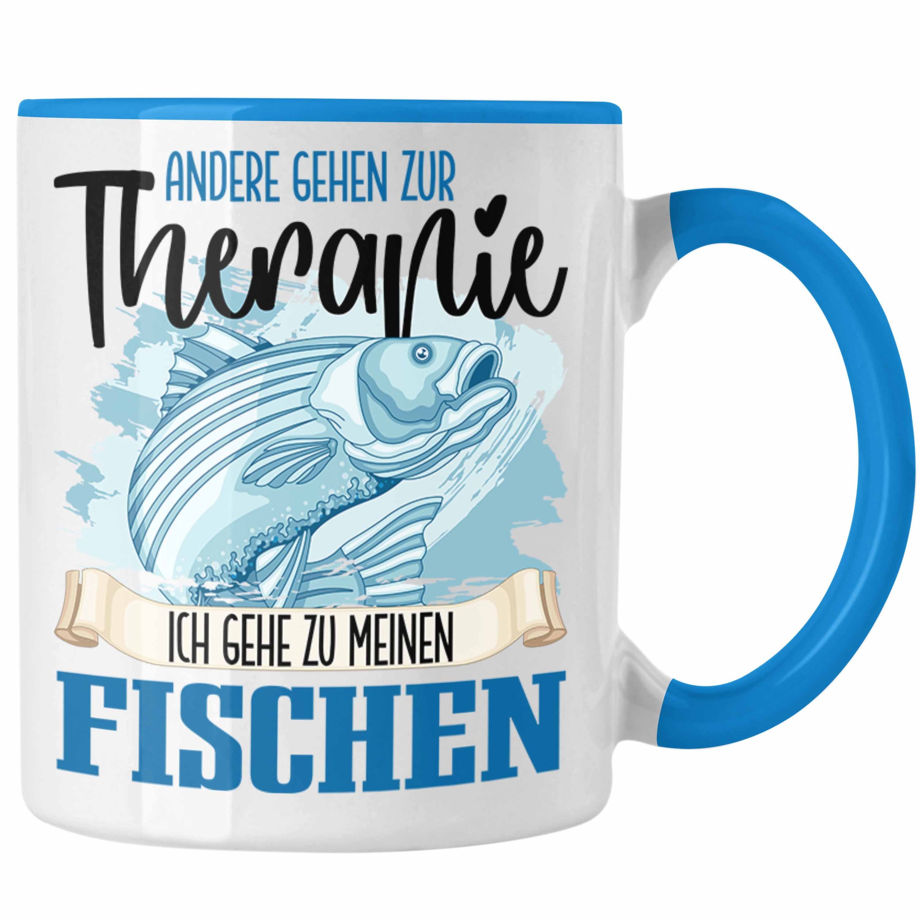 Trendation Lustige für - Tasse Trendation Blau Fisch Tasse Therapie Angler Geschenk Besitzer