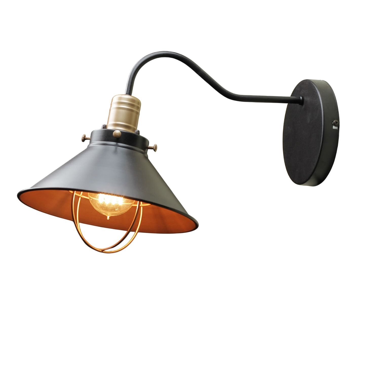 Licht-Erlebnisse Wandleuchte LOFT, ohne Leuchtmittel, Wandlampe Schwarz Kupfer Industrie Stil Design Wohnzimmer Lampe