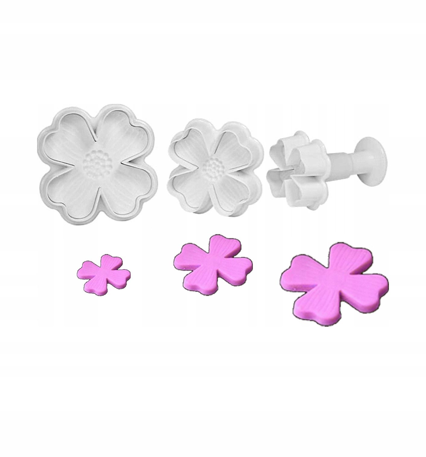 CakeLand Kugelausstecher Klee Ausstecher mit Präger für Zuckermasse (3 Stück)