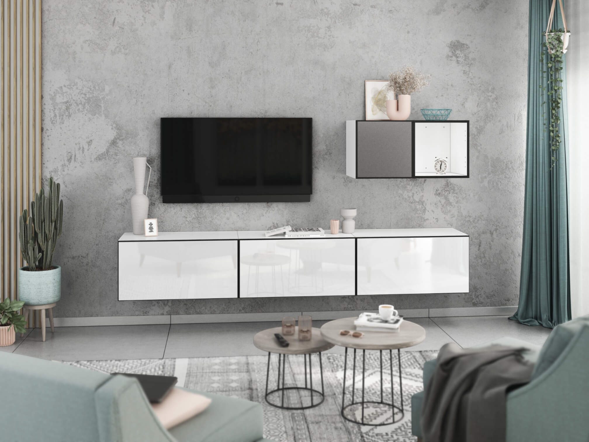 moebel-dich-auf Wohnwand VARIANTO 5, (5- teilig., 3x Schrank mit Klappe, 1x Regal offen, 1x Schrank mit Tür)