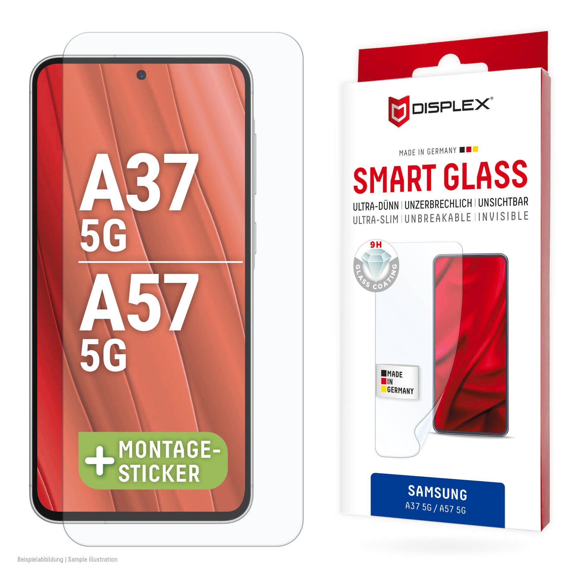 Displex Displayschutzglas Smart Glass für Samsung Galaxy A57 5G, Displayschutzfolie, Schutzfolie, Bildschirmschutz, kratz- & stoßfest