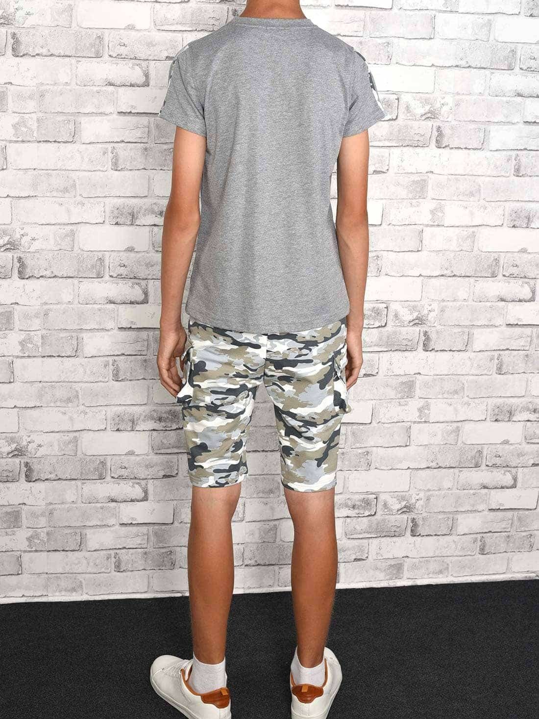 Jungen Shorts & Grau casual BEZLIT Set / T-Shirt T-Shirt Cargo Camouflage Sommer Grau (1-tlg) Shorts und