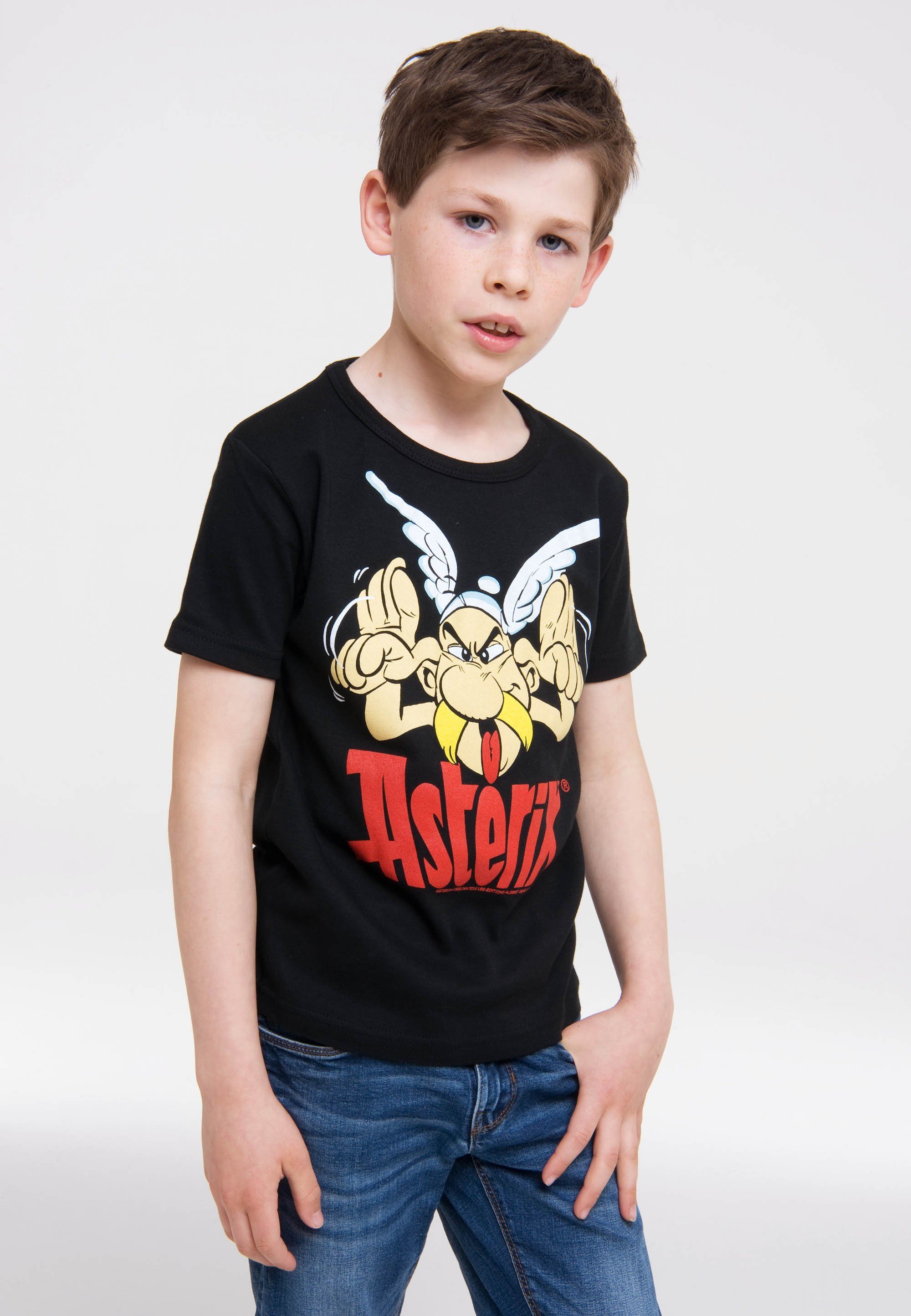 LOGOSHIRT - mit Asterix T-Shirt Asterix-Frontprint Grimasse