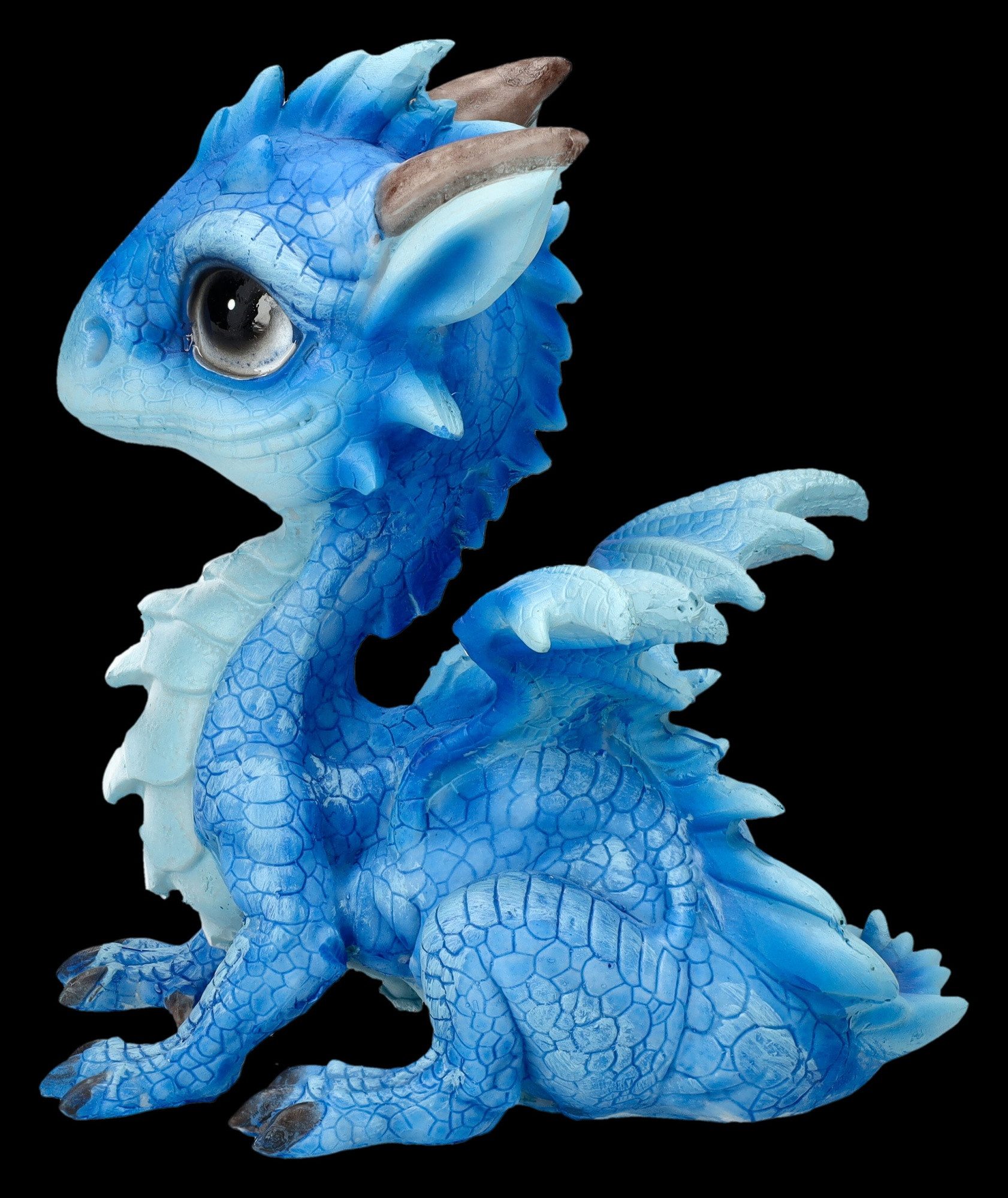 Figuren Shop GmbH Fantasy-Figur Drachenfigur Baby blau - Ice Dragonling - Fantasy Drache Dekofigur