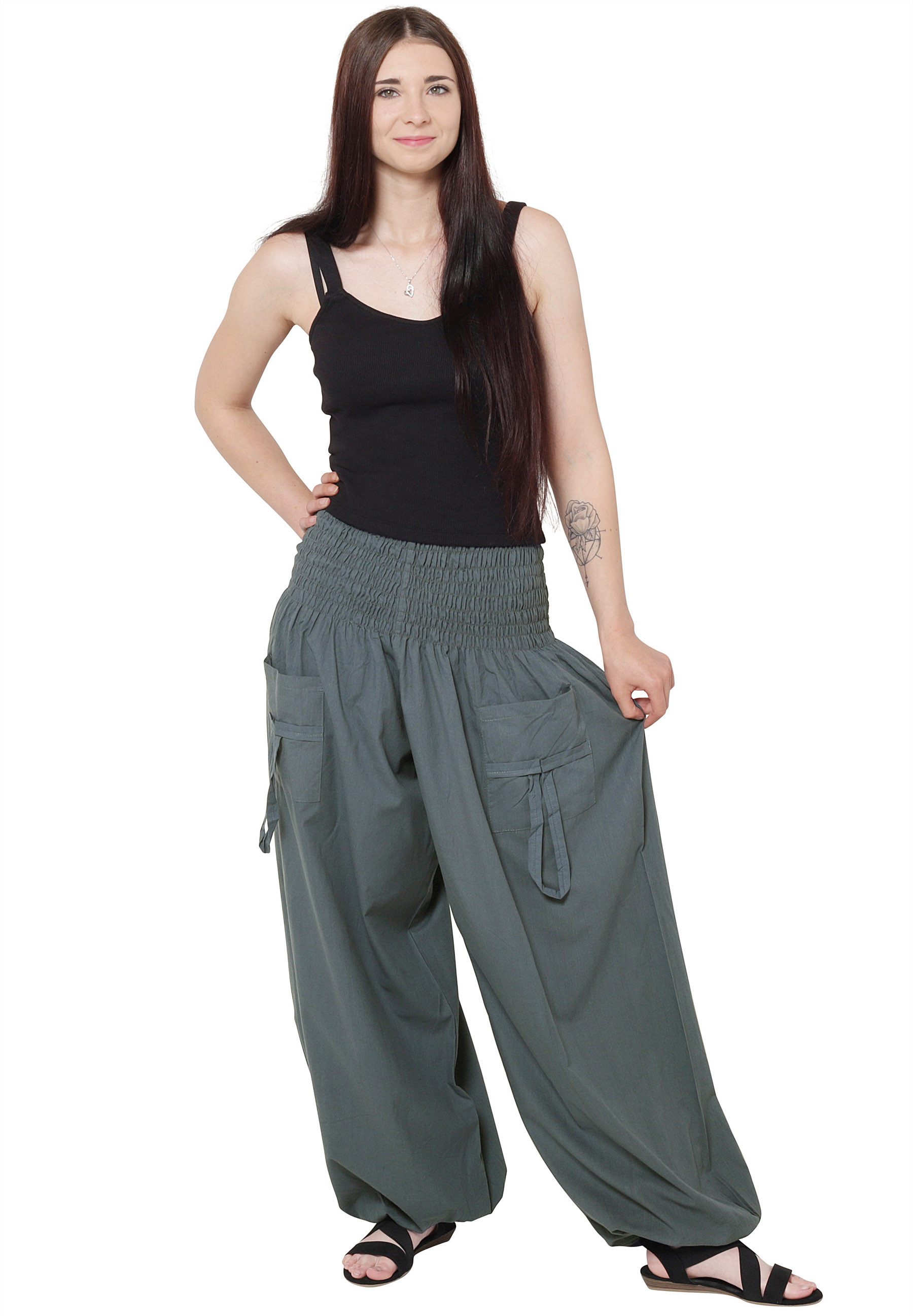 Leucht-Welten Pumphose Pumphose für Damen und Herren mit Taschen Grau für Damen wie Herren