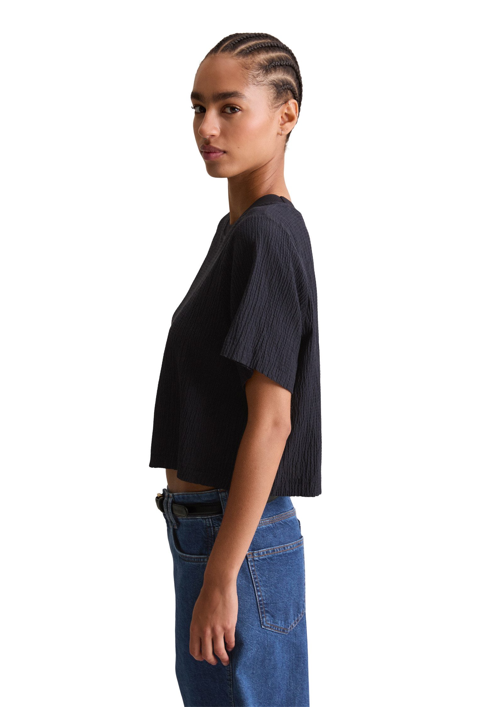 Marc O'Polo DENIM Kurzarmbluse mit markanter Struktur günstig online kaufen