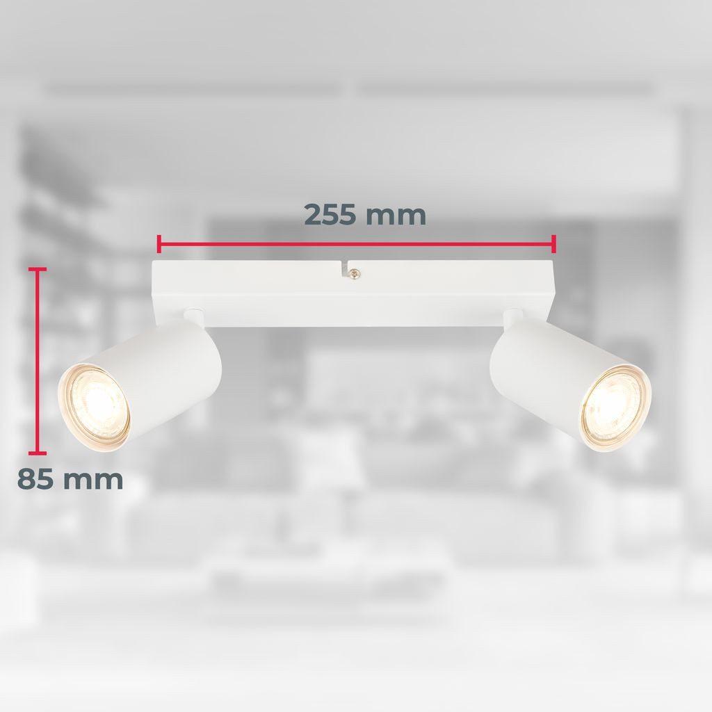 B.K.Licht LED Deckenleuchte BKL1630, LED wechselbar, 2700K - Extra-Warmweiß, Deckenleuchte 25,5 cm Weiß je 2W, je 450lm GU10 Wohnzimmer Flur