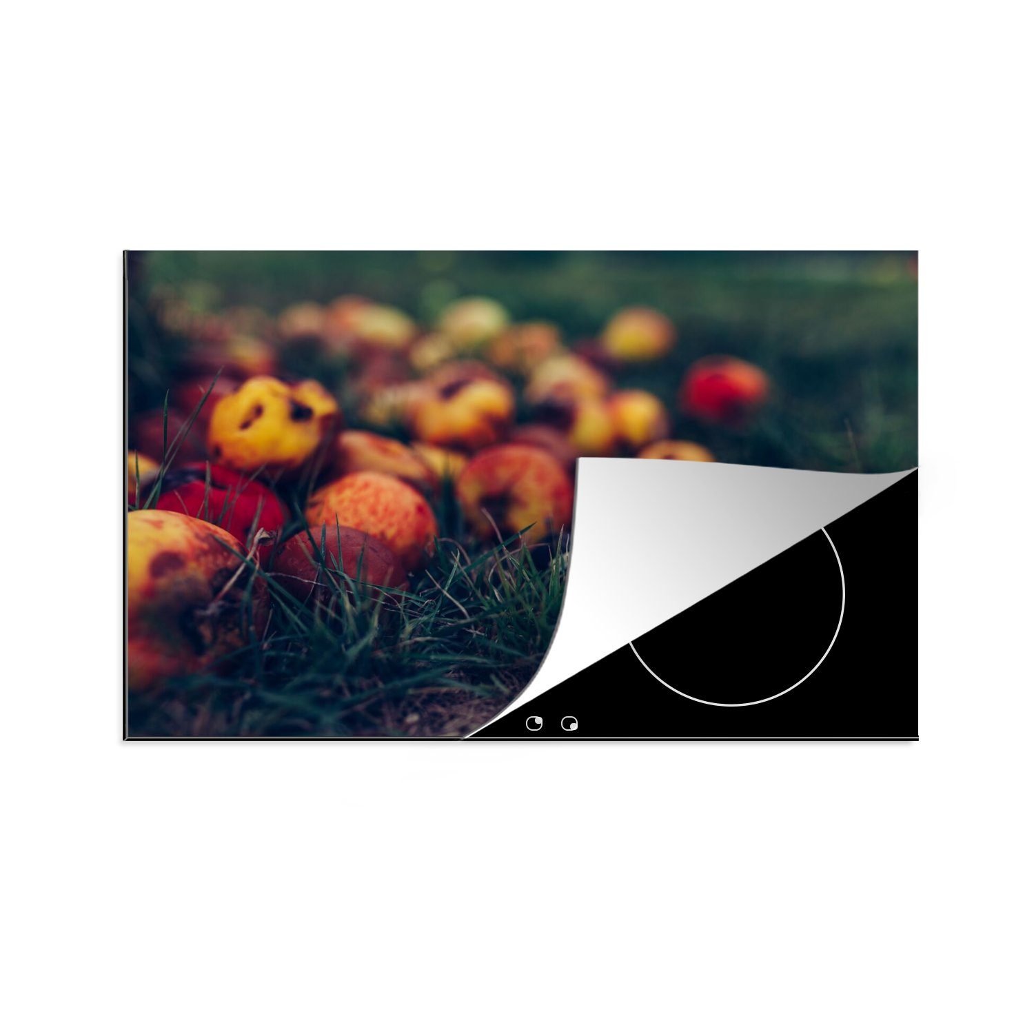 MuchoWow Herdblende-/Abdeckplatte Landdekoration - 80x52 Induktionskochfeld Schutz (1 tlg), - Vinyl, die Obst, Apfel cm, - für Ceranfeldabdeckung Herbst küche