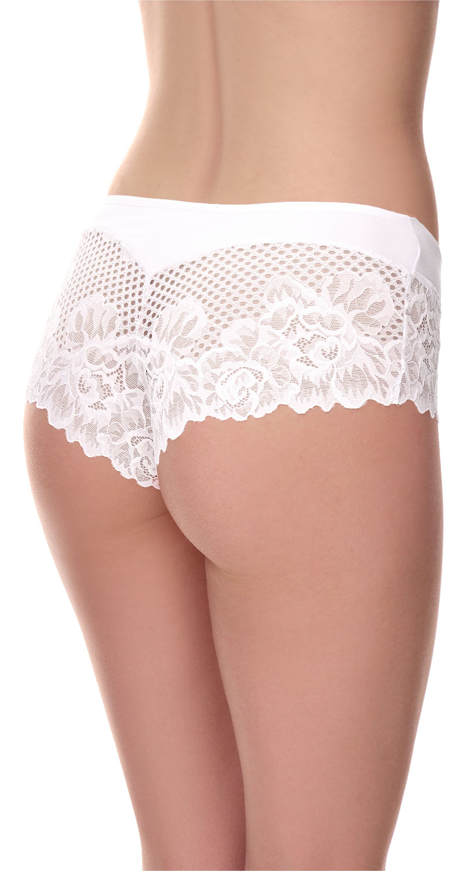 Merry Style Lange Unterhose Damen Unterhose Hipster Hot Pants mit Spitzenbesatz MSGAB155 (1-St)