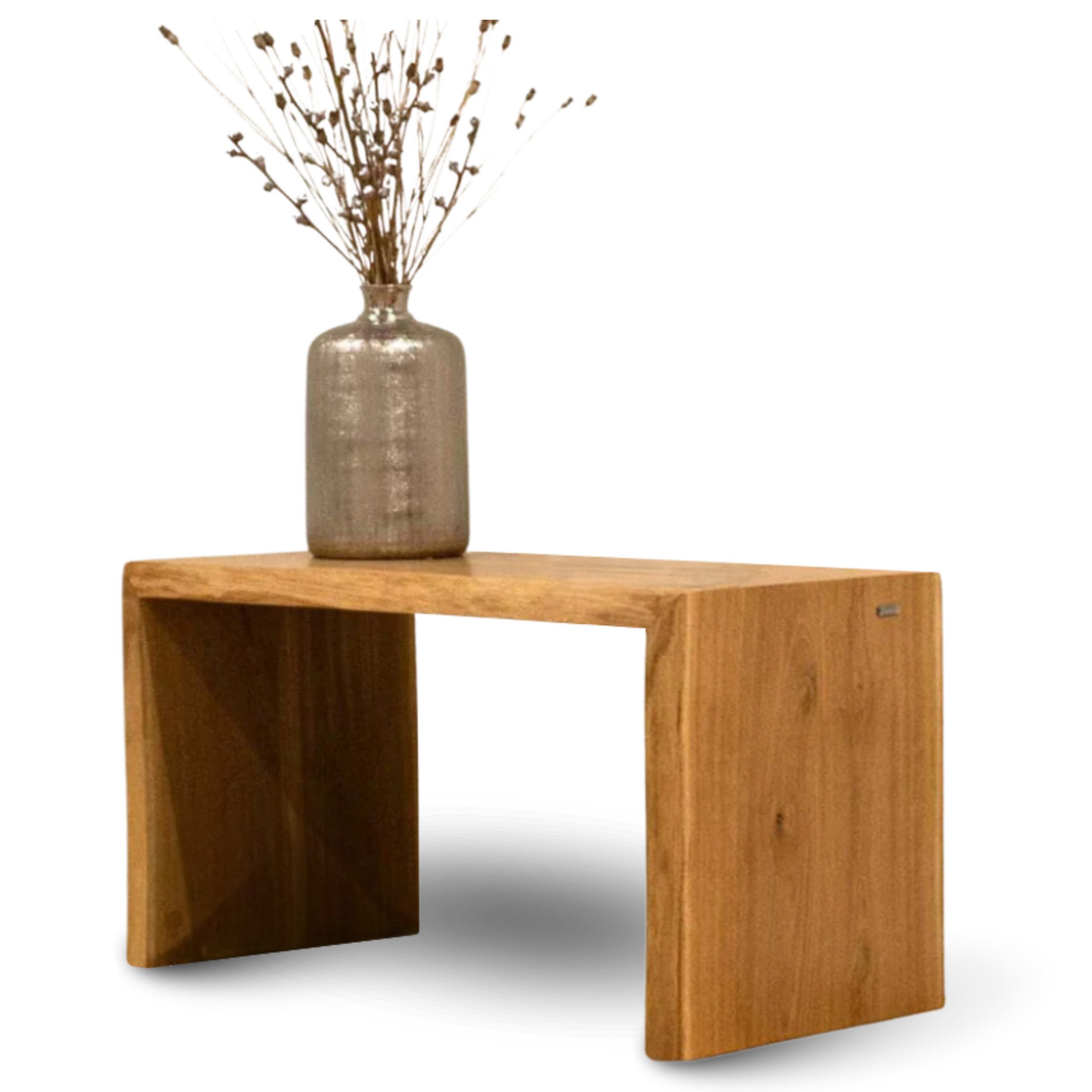 holz4home Sitzbank Hocker S I Sitzbank aus Eiche mit Baumkante ohne Lehne I 80x40x45 cm