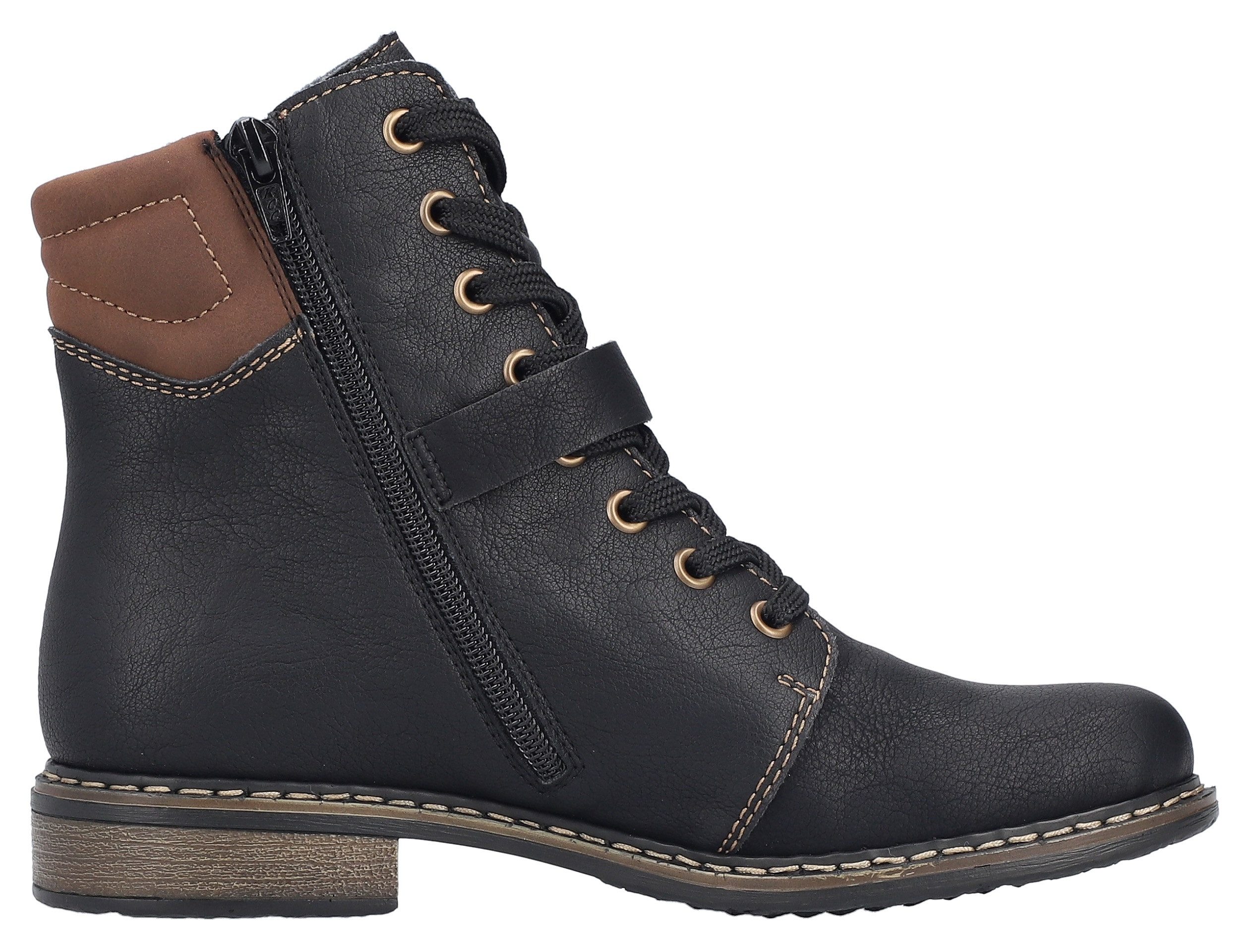 Rieker Schnürstiefelette Schnürboots, Stiefelette, Blockabsatz, mit gepolstertem Schaftrand