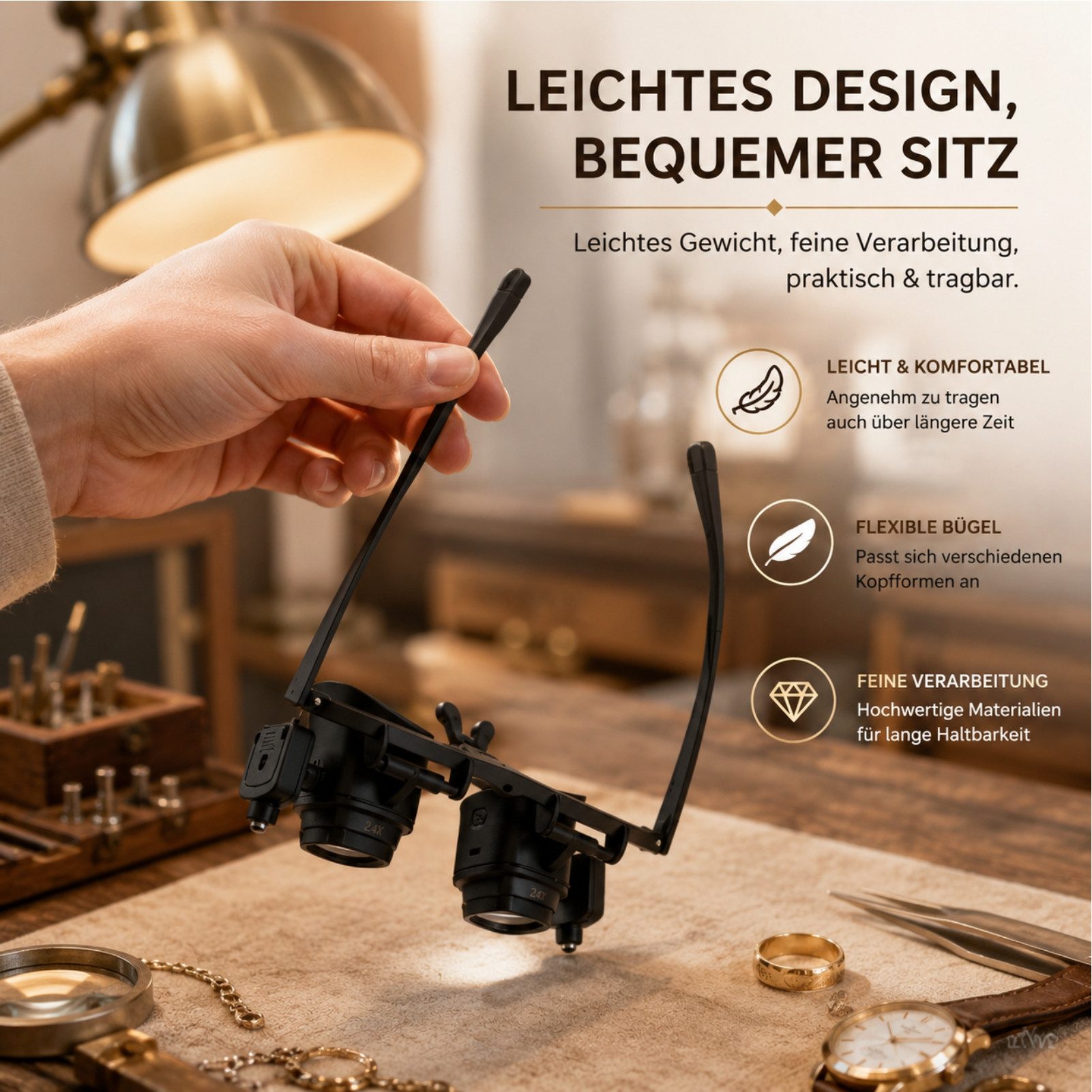 Solarandmore Leuchtlupe verschiedene Vielfache,Brille,Leuchtlupe,Schweißen,Reparaturwerkzeug, set, 2-fach,6-fach,10-fach,24-fach,Hohe Vergrößerung,Lötwerkzeuge, – Bild 4 von 5