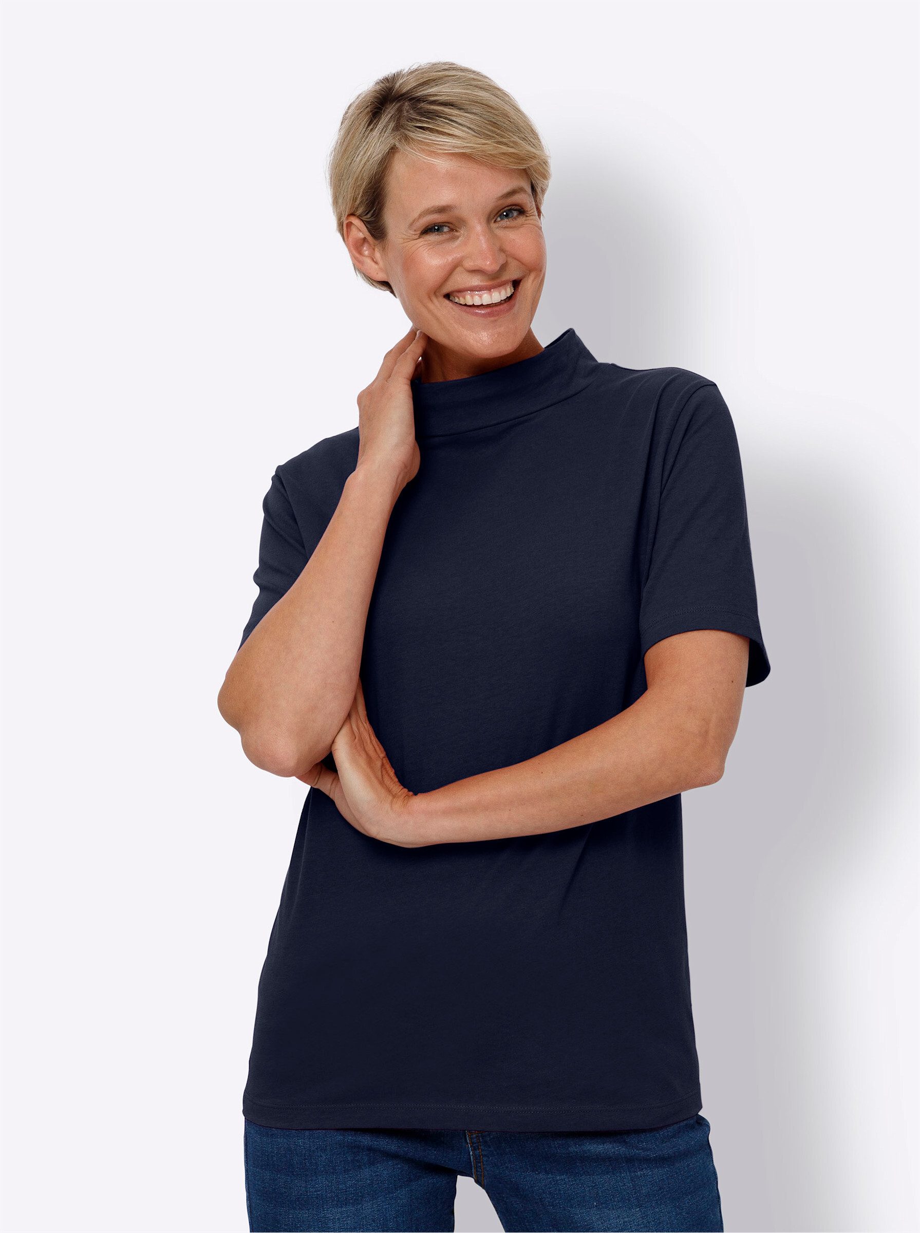 Sieh an! T-Shirt Stehkragenshirt . günstig online kaufen