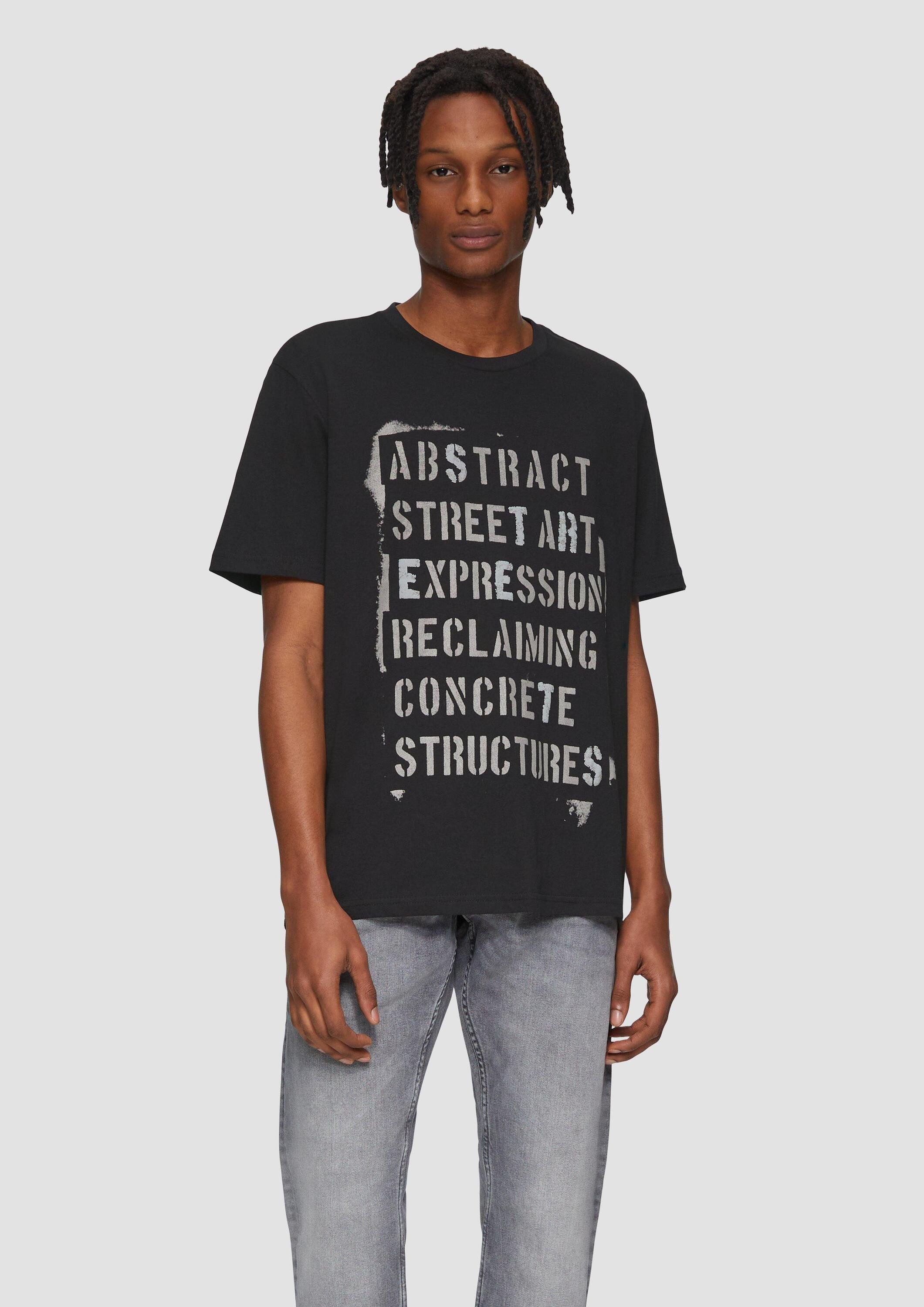 QS Kurzarmshirt T-Shirt T- Shirt mit Frontprint