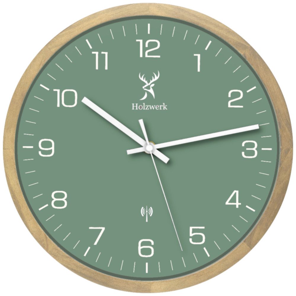 Holzwerk Funkwanduhr Designer Holz Funk Wand günstig online kaufen