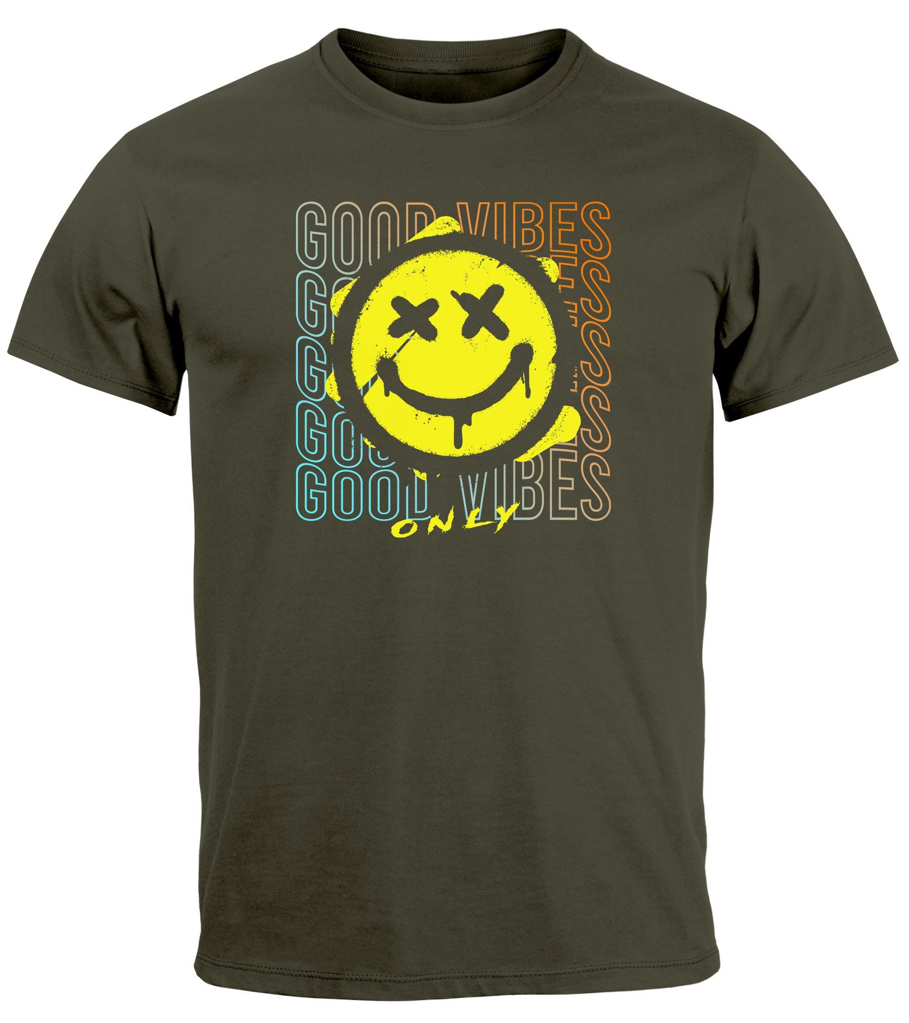 Neverless Print-Shirt Herren T-Shirt Smiling Face günstig online kaufen
