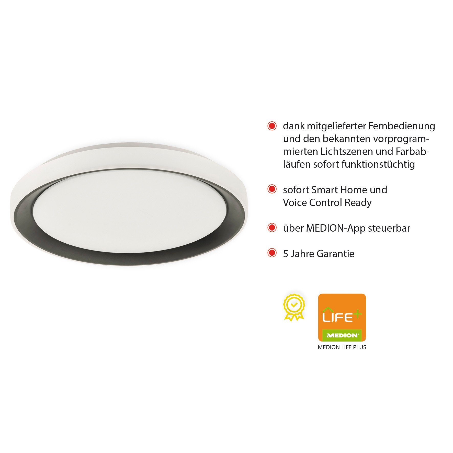 JUST LIGHT LED Deckenleuchte Ls-DISC, Dimmfunktion, LED fest integriert, warmweiß - kaltweiß, Smarthome fähig