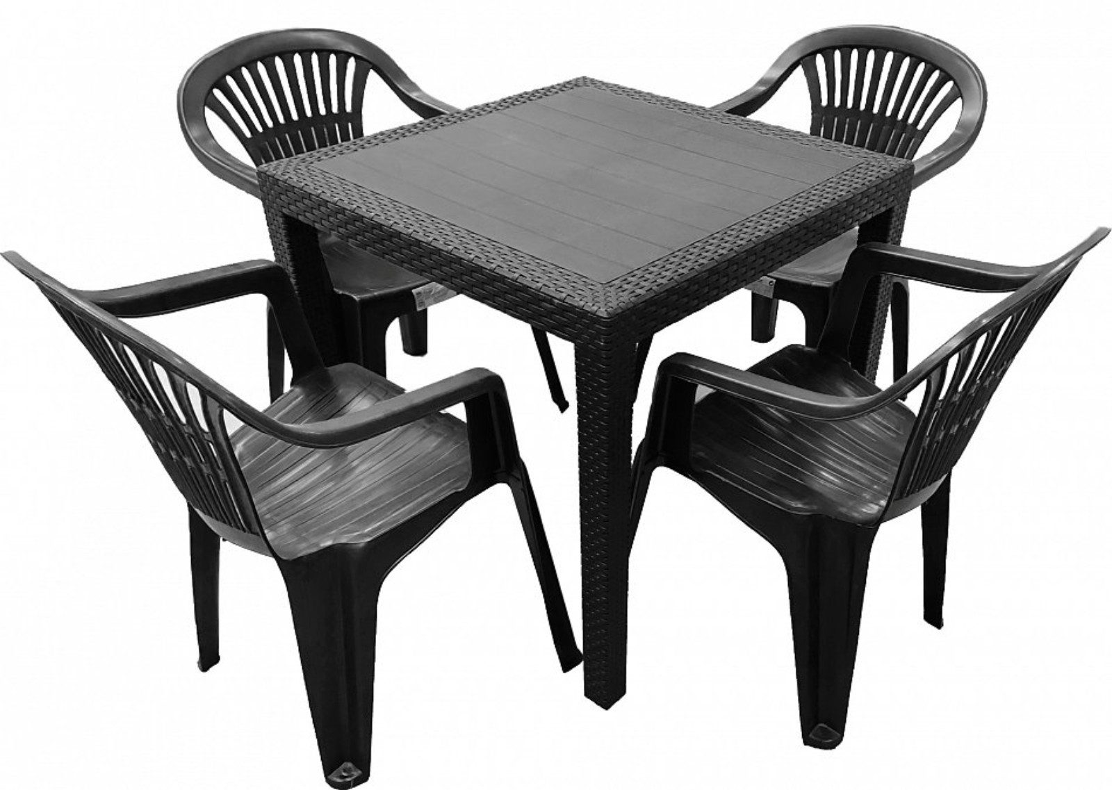 Progarden Garten-Essgruppe Gartenmöbel Kunststoff Anthrazit 5 Tlg. Set, (Se günstig online kaufen