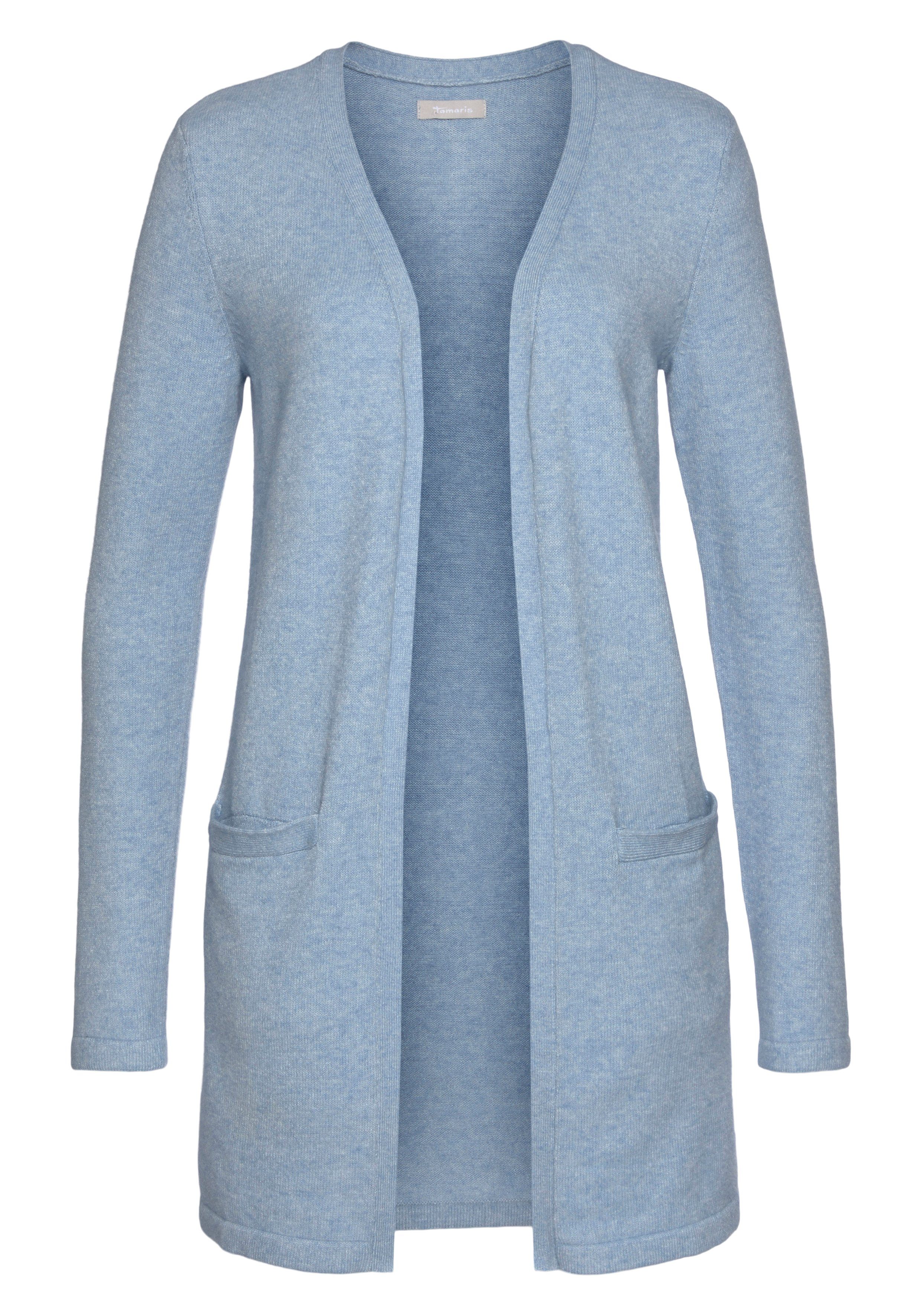 nachhaltigem (Strickjacke mit Material) hellblau Cardigan aus Taschen Tamaris