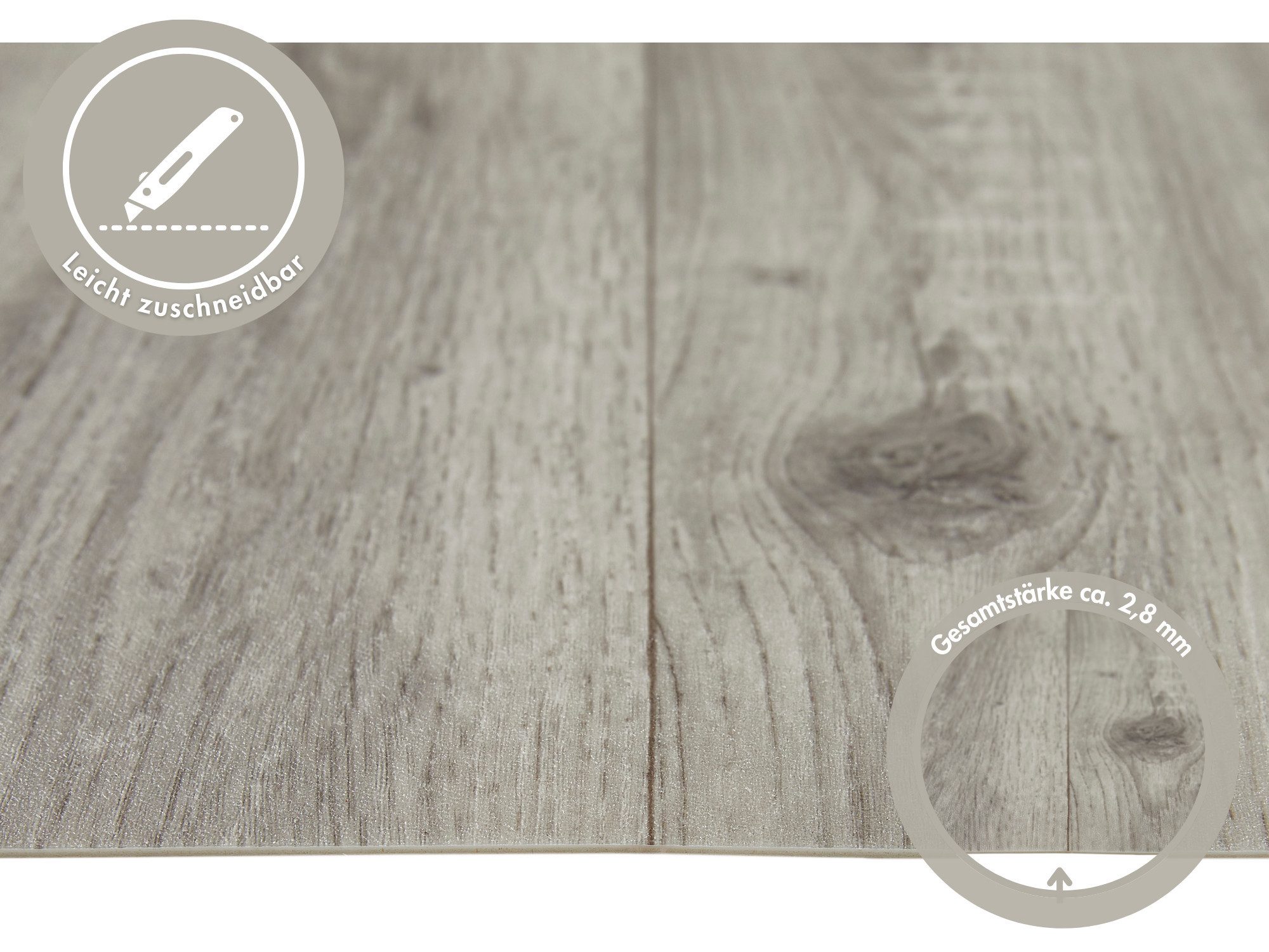 misento Vinylboden Giant Landhausdiele Optik, trittschalldämmend, für Feucht-, Wohn- und Gewerbebereiche, PVC Bodenbelag Meterware 400 cm breit, Stärke 2,80 mm