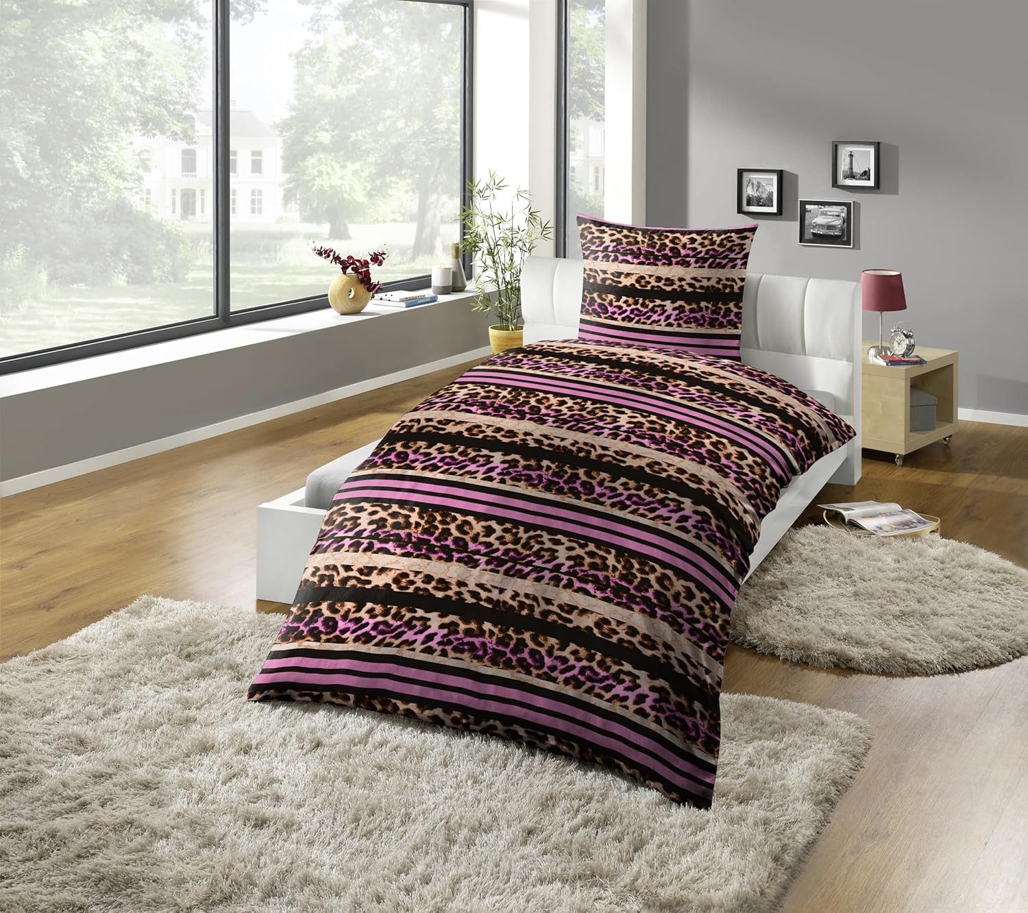 KiNZLER Bettwäsche Polycotton Flanell, Microfaser-Fleece, Polyester, 2 teilig, besonders weich, verschiedene Designs